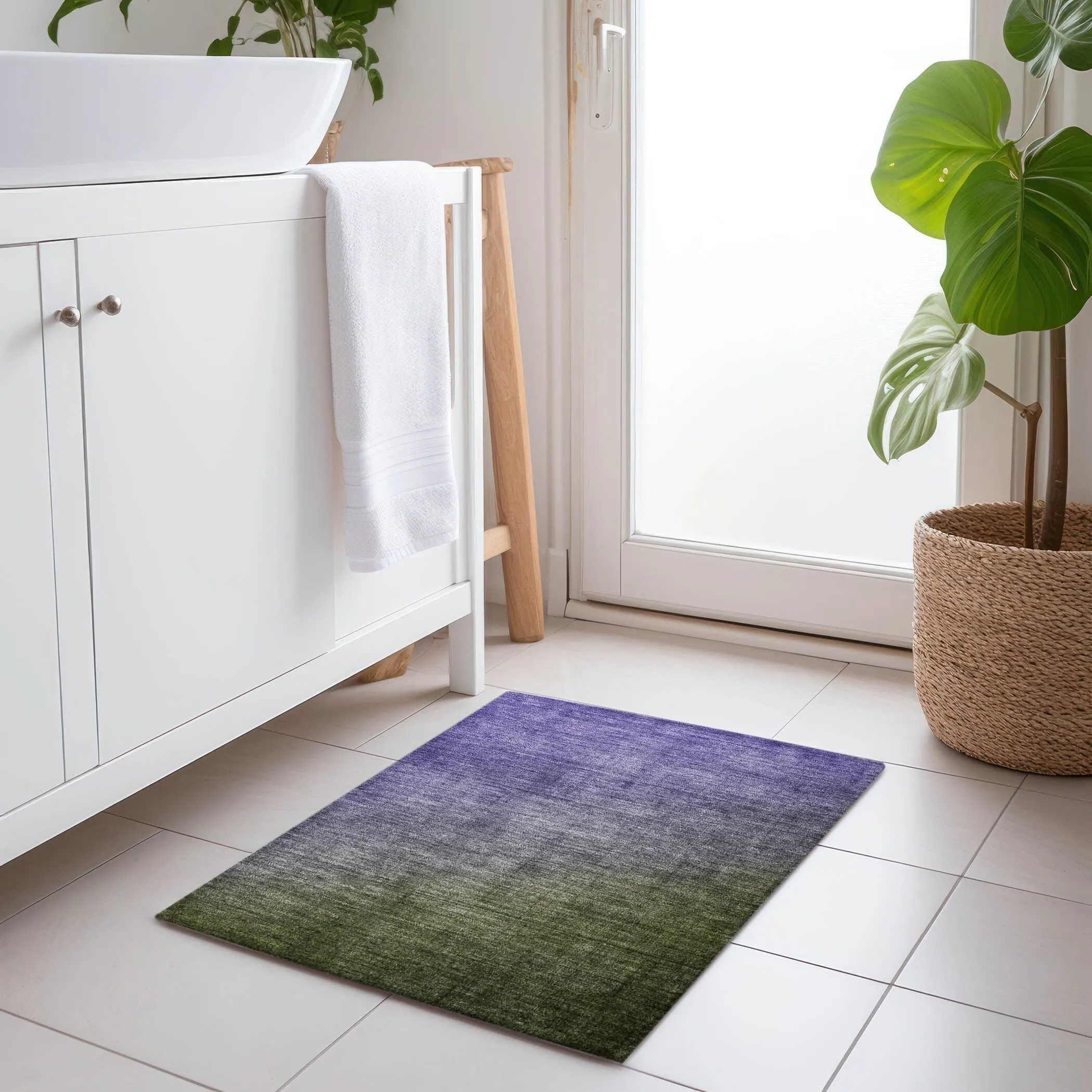 Machine Washable Indoor/ Outdoor Modern Ombre Chantille Rug