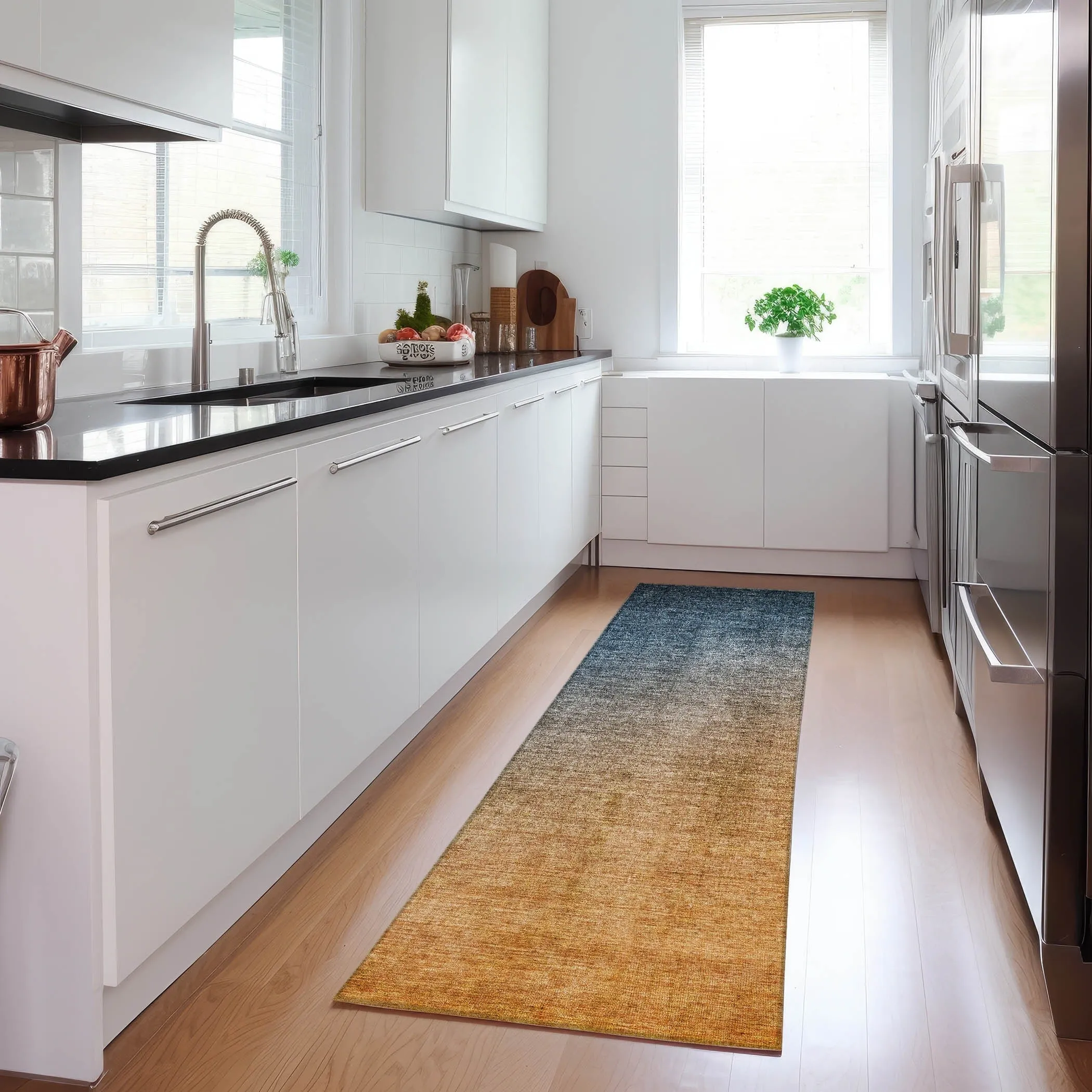 Machine Washable Indoor/ Outdoor Modern Ombre Chantille Rug