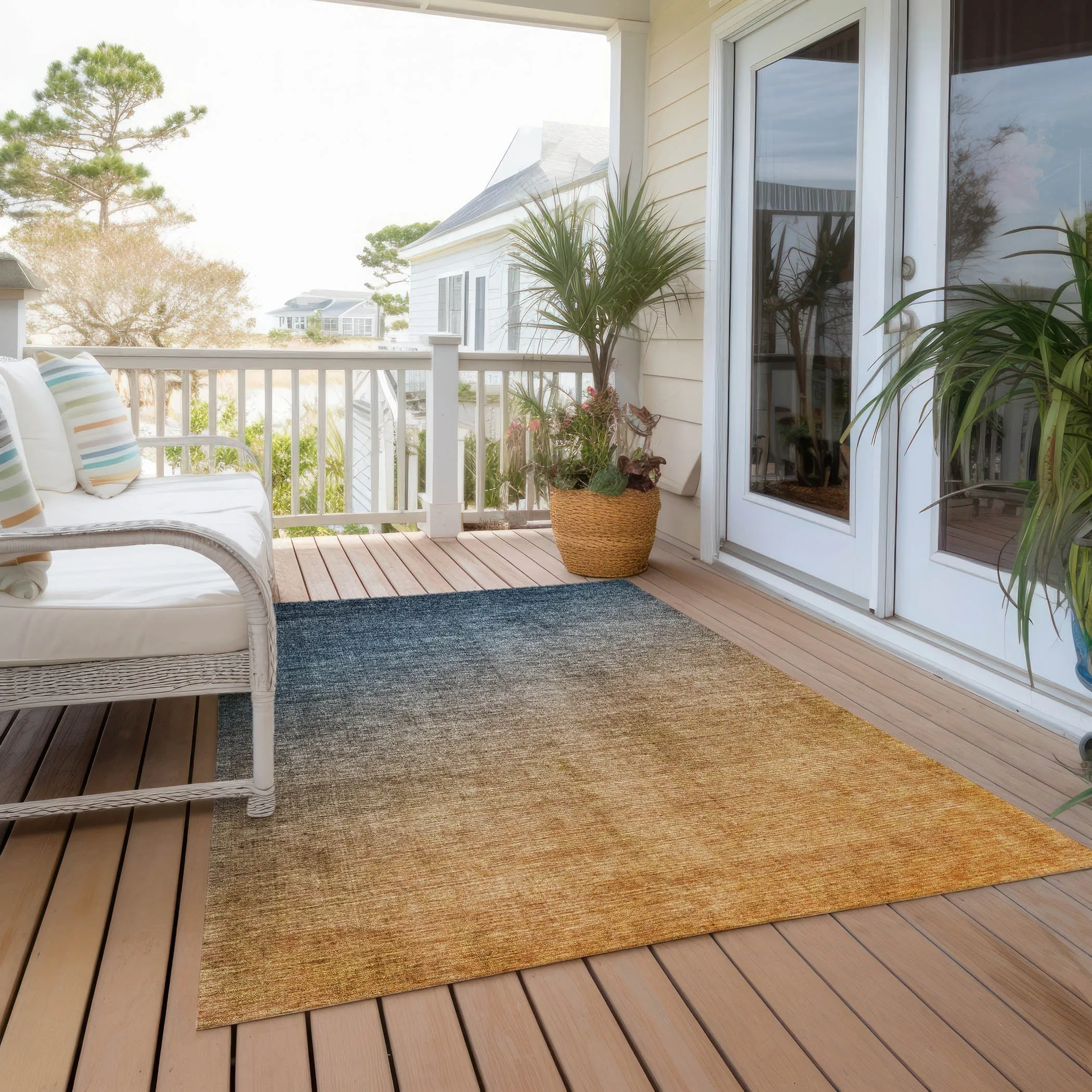 Machine Washable Indoor/ Outdoor Modern Ombre Chantille Rug