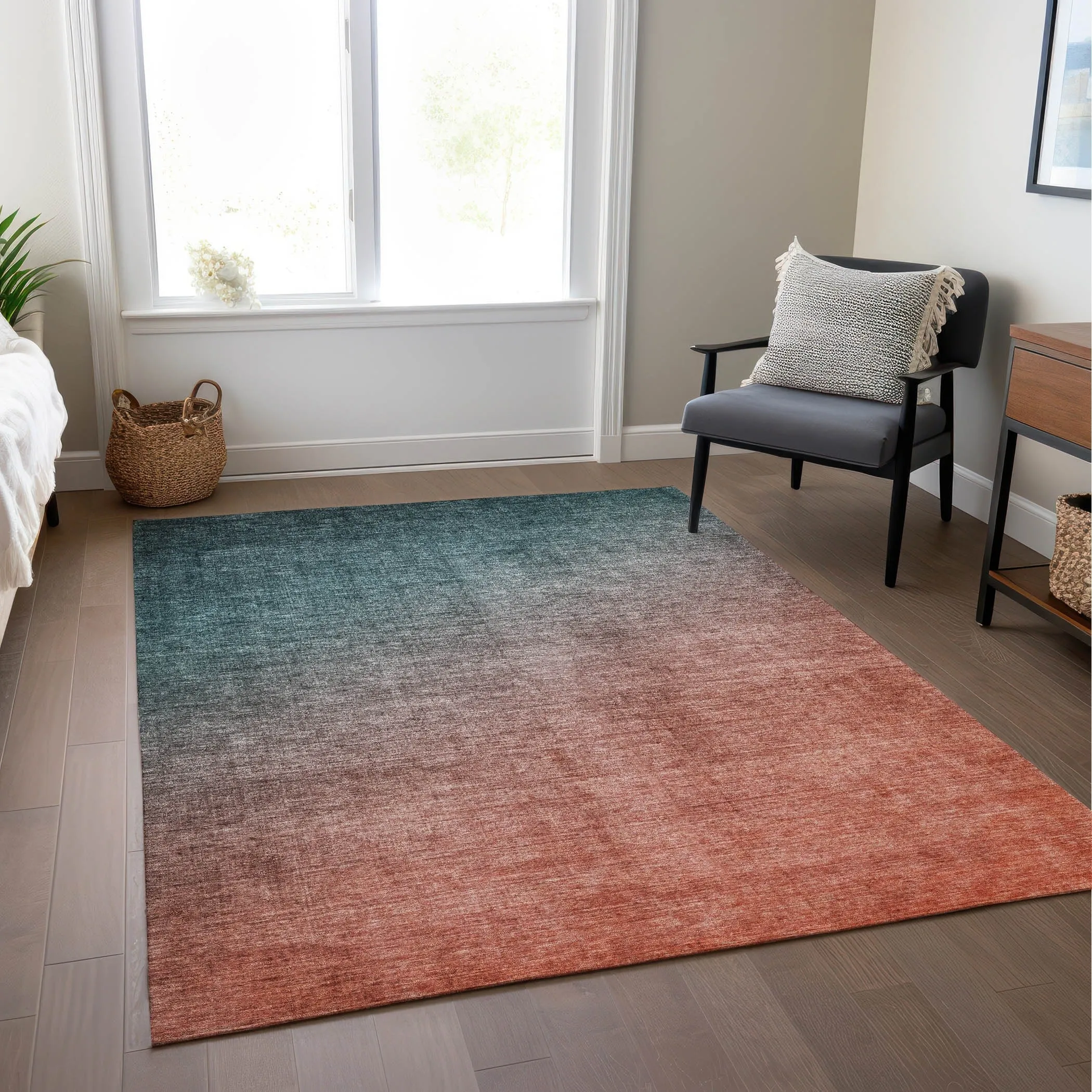 Machine Washable Indoor/ Outdoor Modern Ombre Chantille Rug