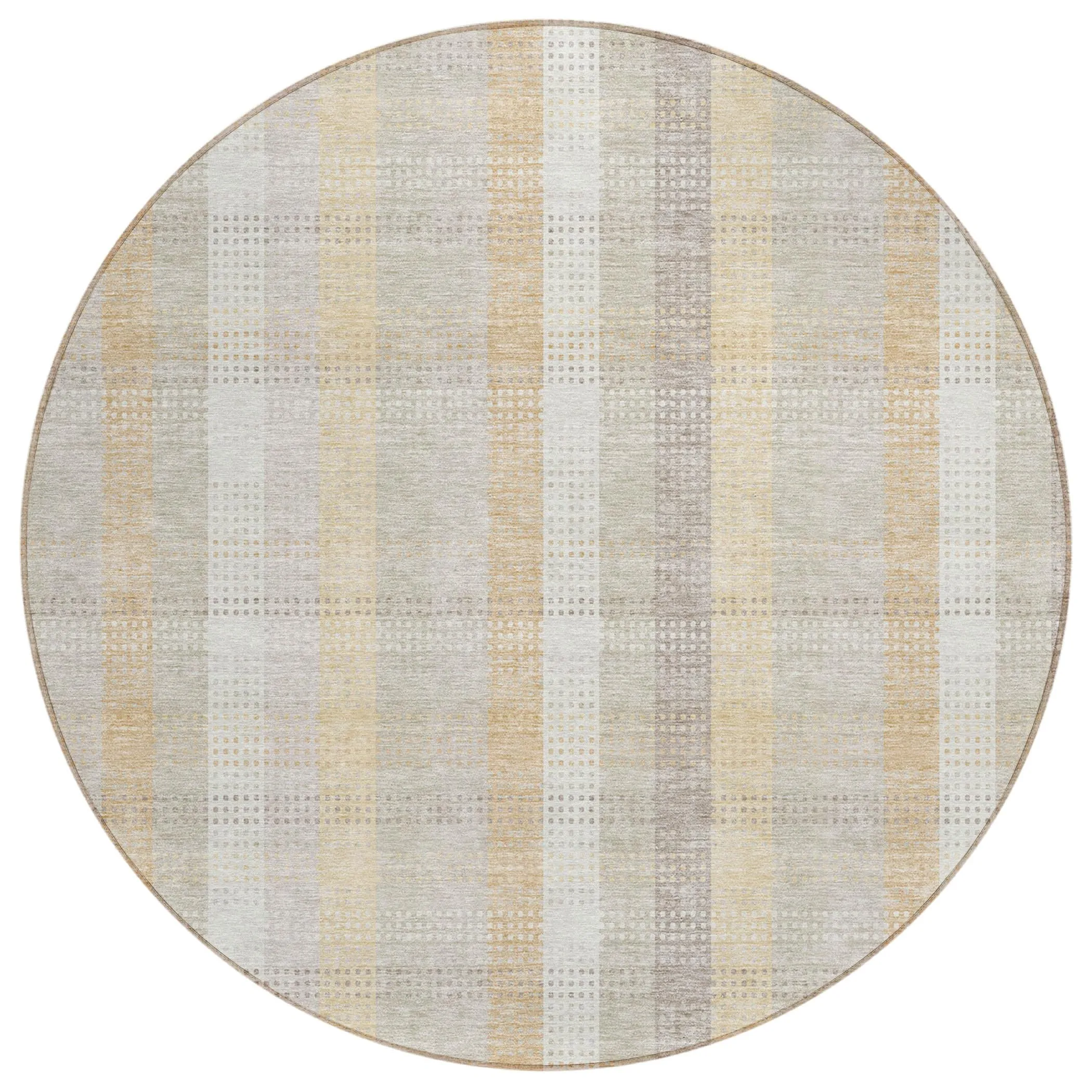 Machine Washable Indoor/ Outdoor Modern Plaid Chantille Rug