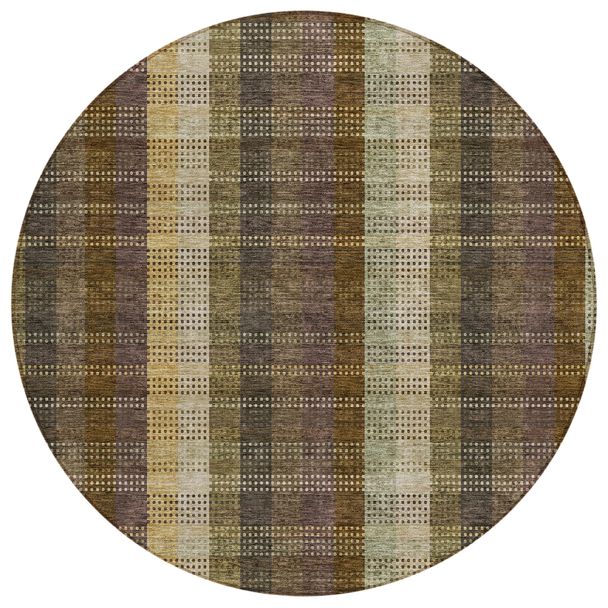 Machine Washable Indoor/ Outdoor Modern Plaid Chantille Rug