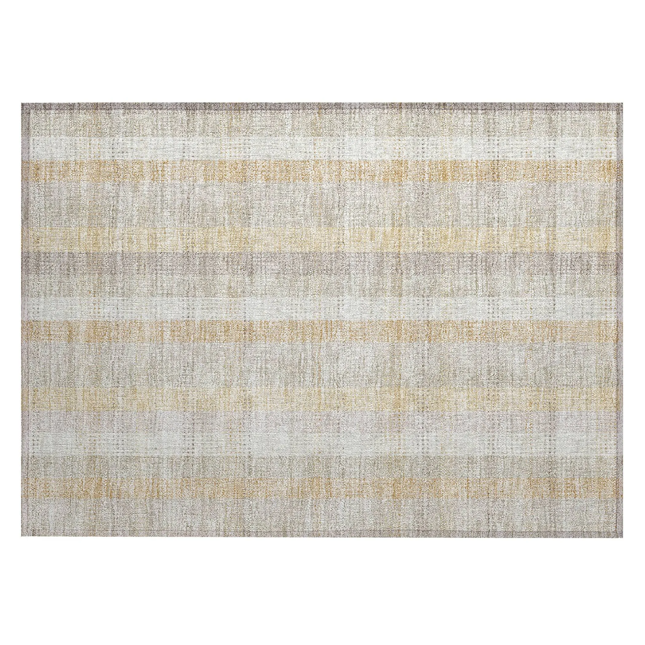 Machine Washable Indoor/ Outdoor Modern Plaid Chantille Rug