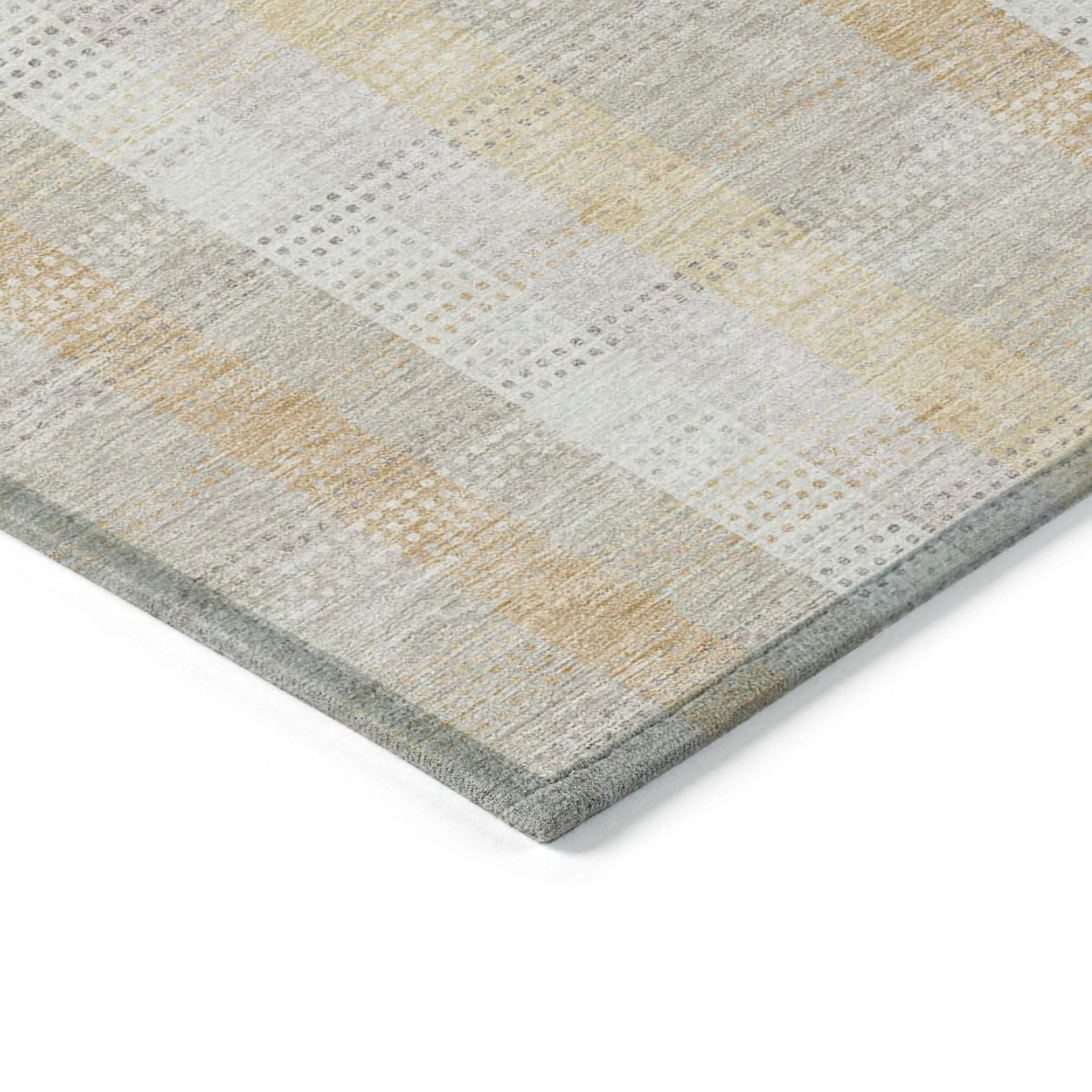Machine Washable Indoor/ Outdoor Modern Plaid Chantille Rug