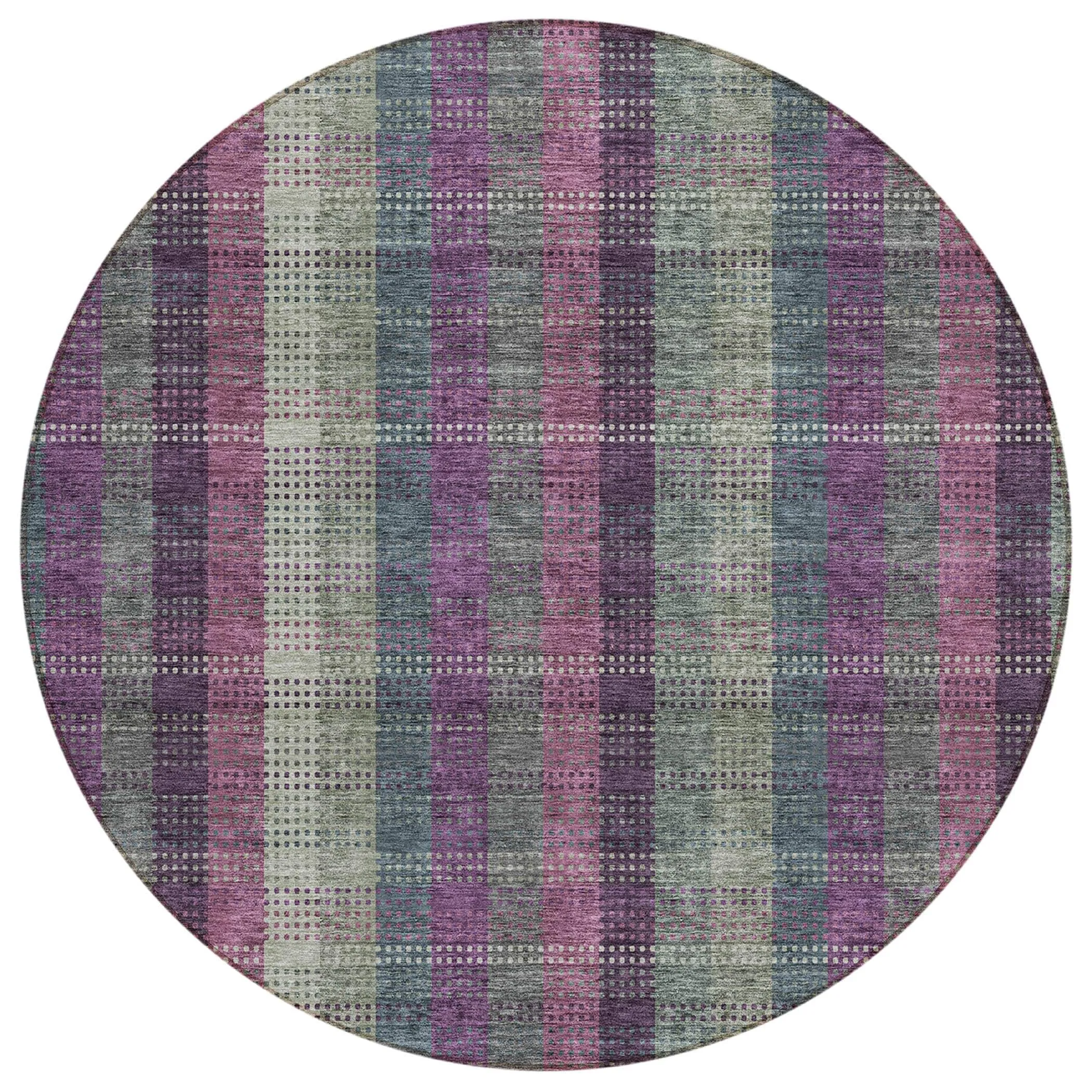 Machine Washable Indoor/ Outdoor Modern Plaid Chantille Rug