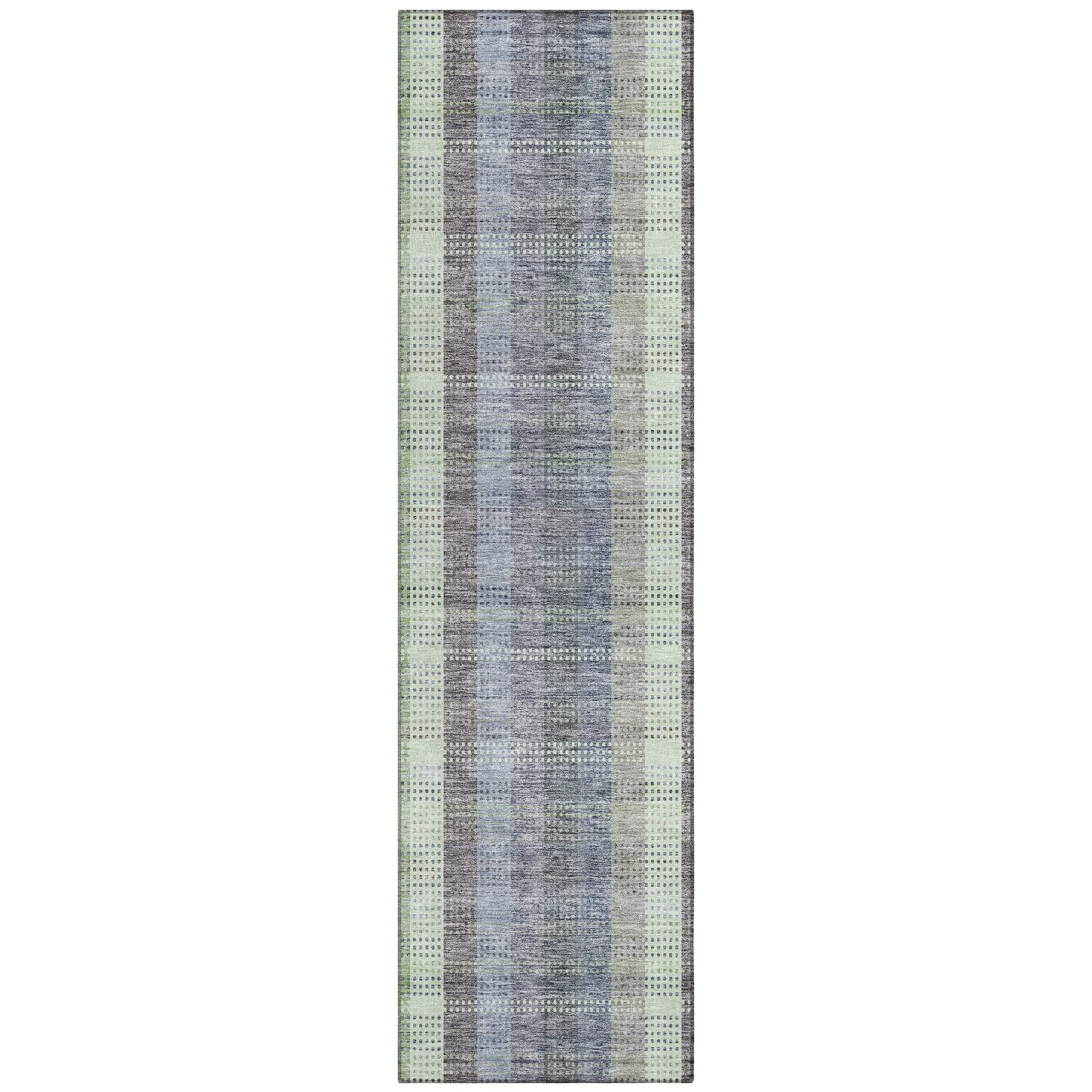 Machine Washable Indoor/ Outdoor Modern Plaid Chantille Rug