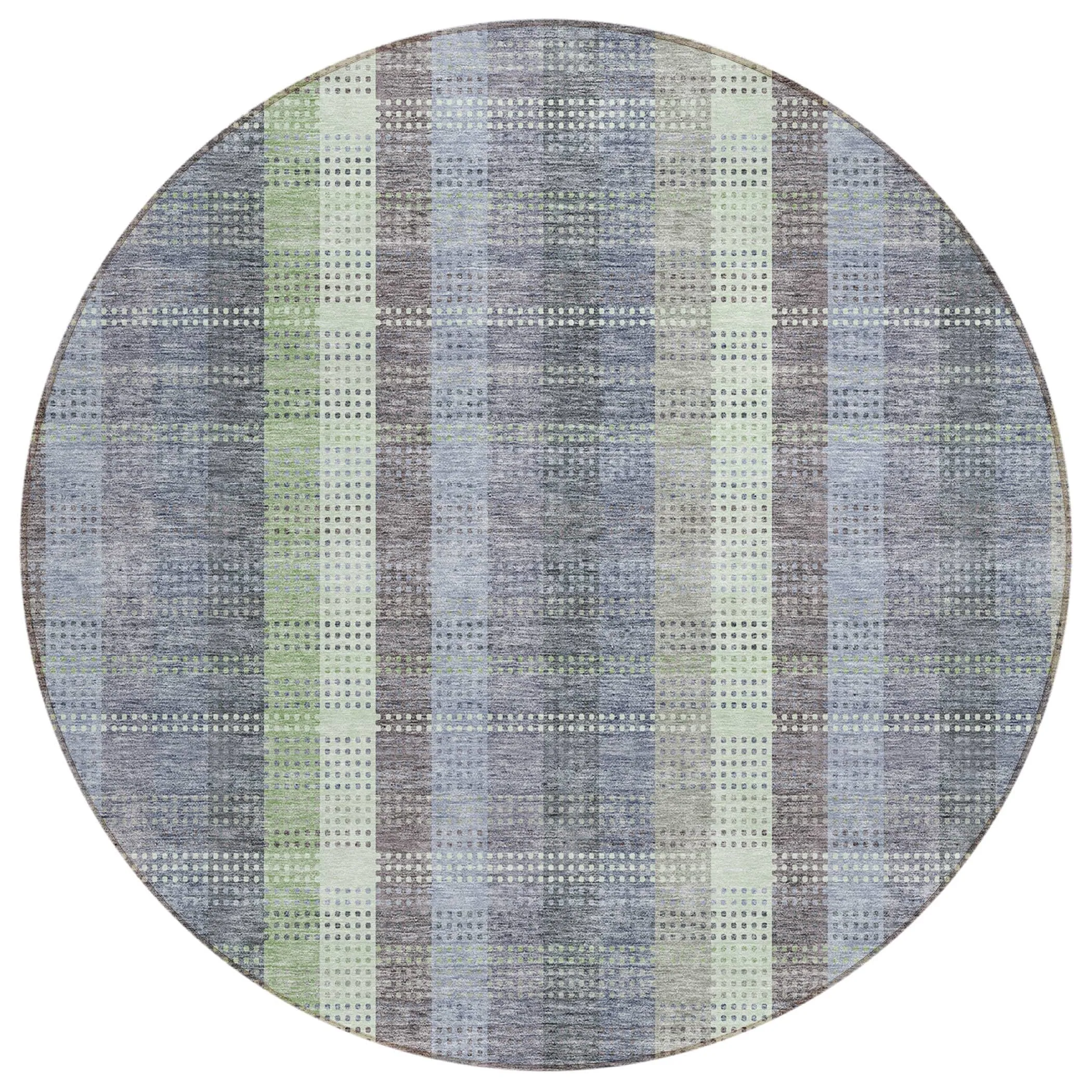 Machine Washable Indoor/ Outdoor Modern Plaid Chantille Rug