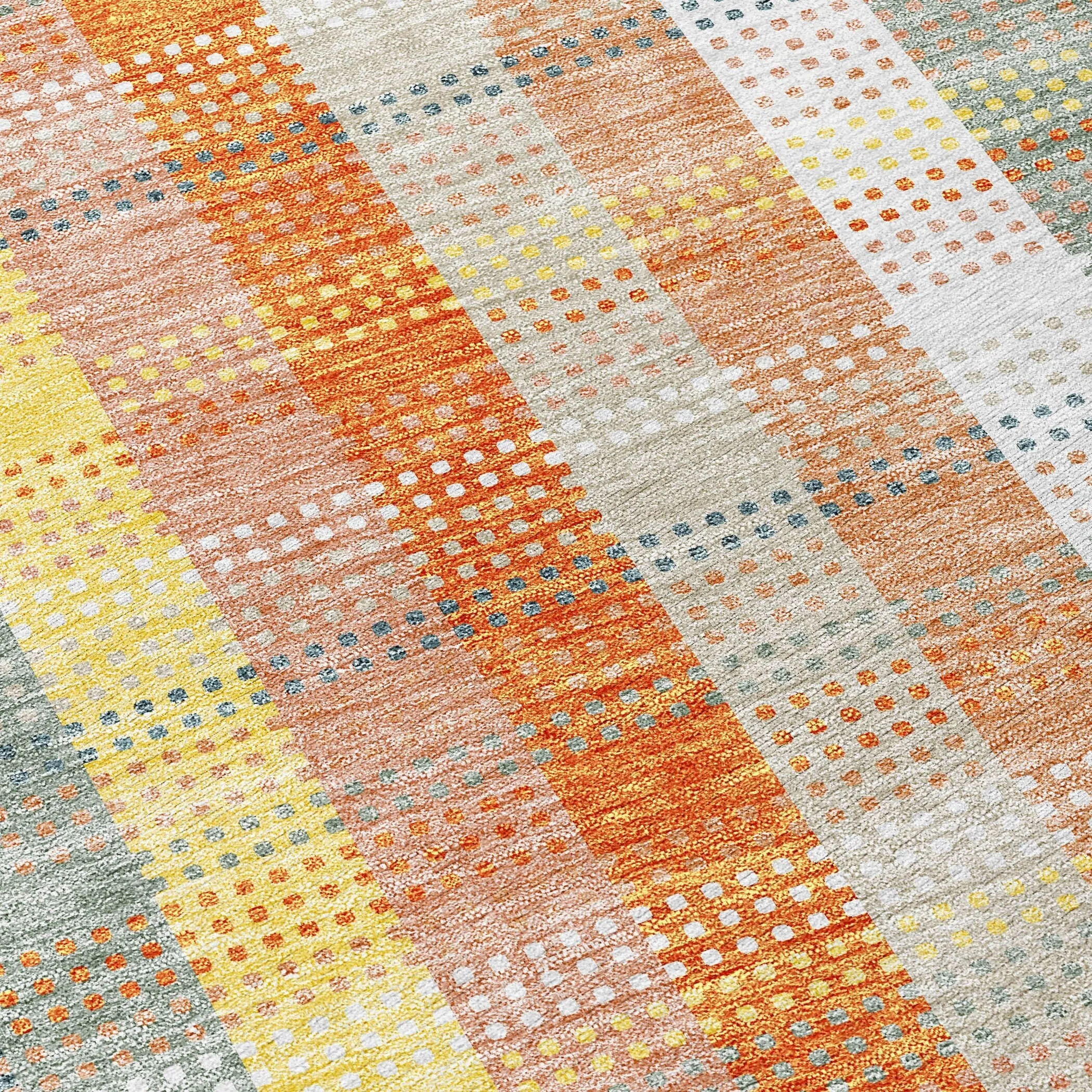 Machine Washable Indoor/ Outdoor Modern Plaid Chantille Rug