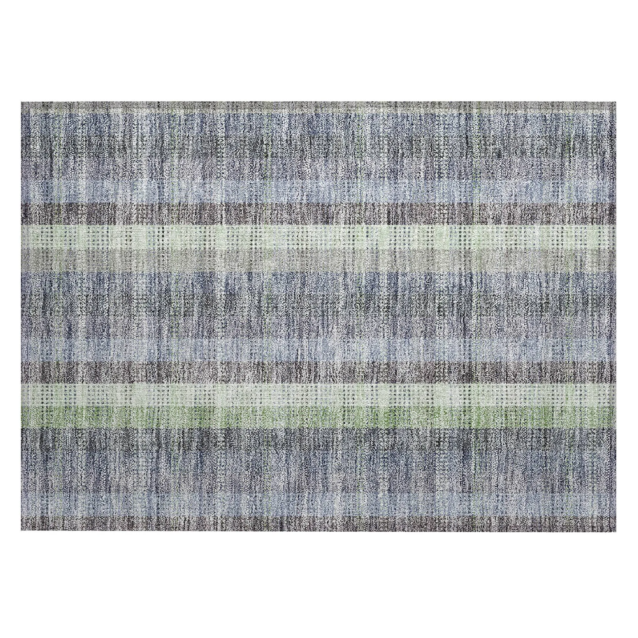 Machine Washable Indoor/ Outdoor Modern Plaid Chantille Rug
