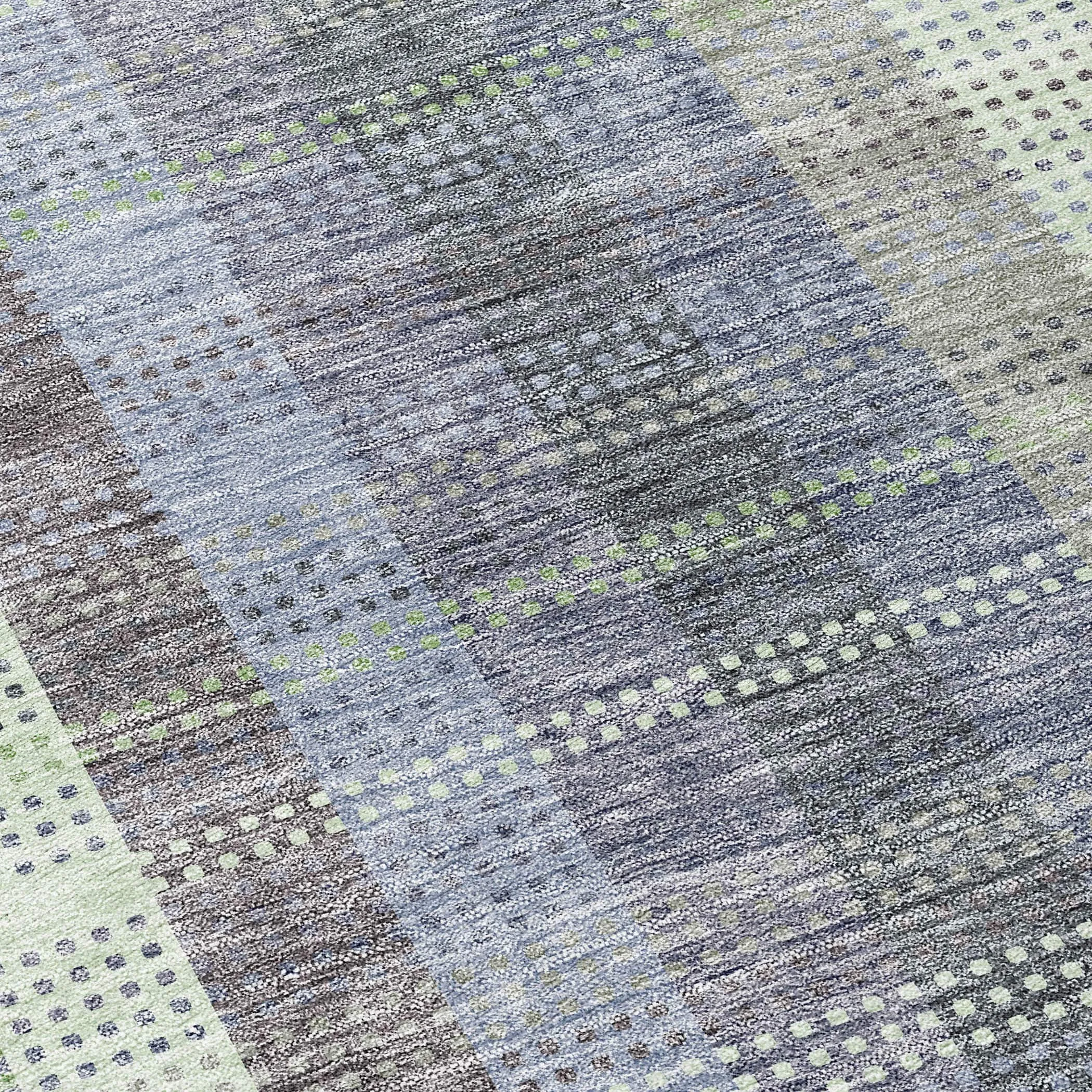 Machine Washable Indoor/ Outdoor Modern Plaid Chantille Rug