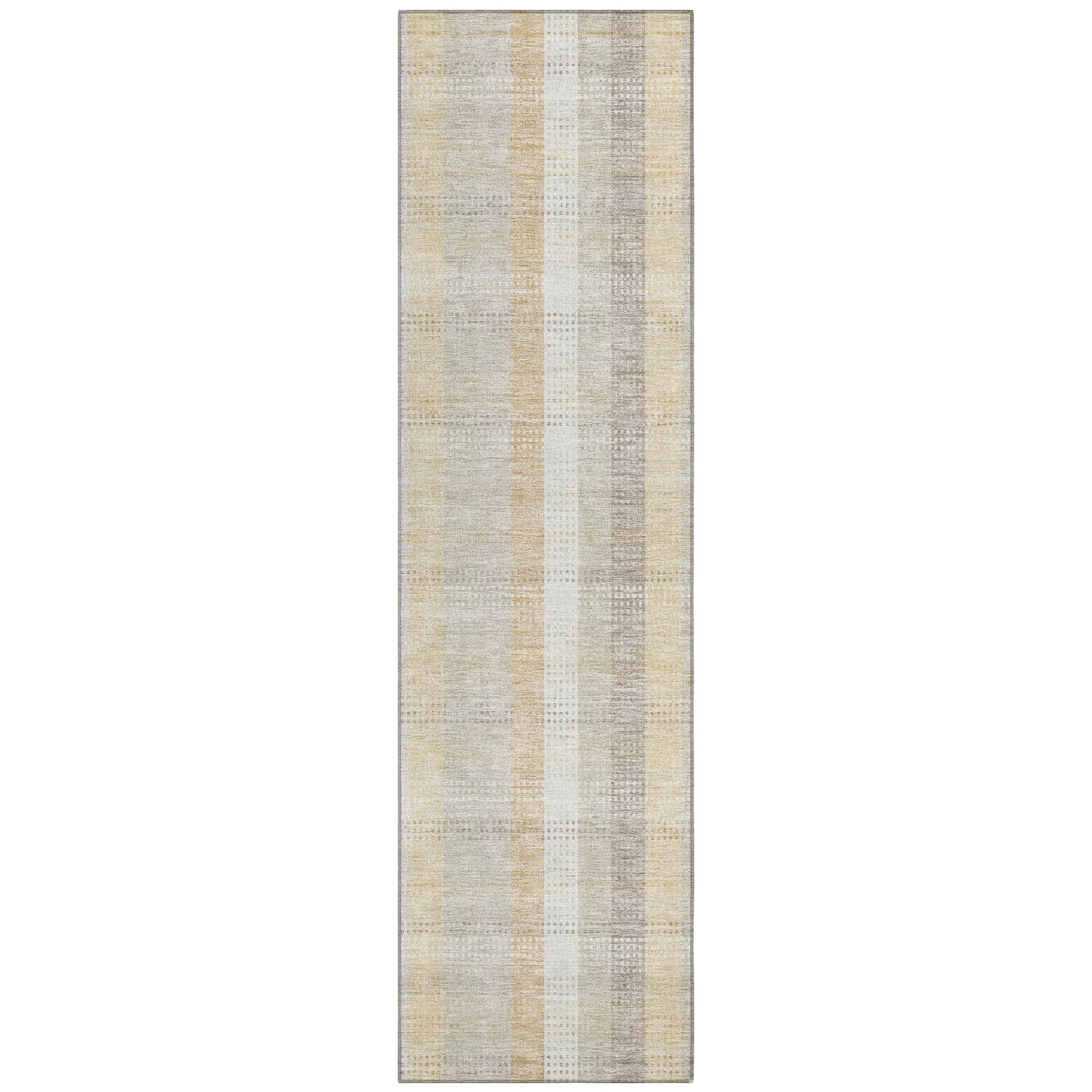Machine Washable Indoor/ Outdoor Modern Plaid Chantille Rug
