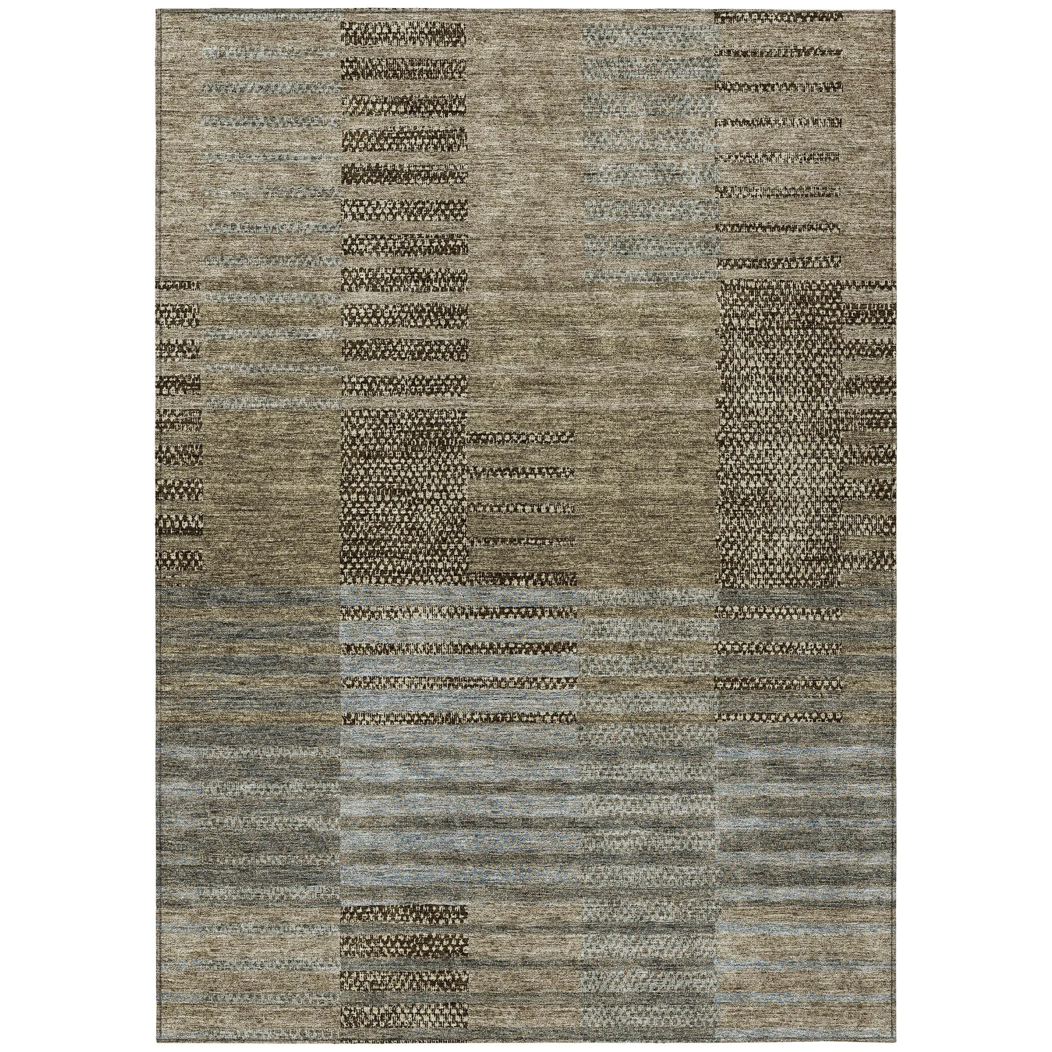 Machine Washable Indoor/ Outdoor Modern Stripes Chantille Rug