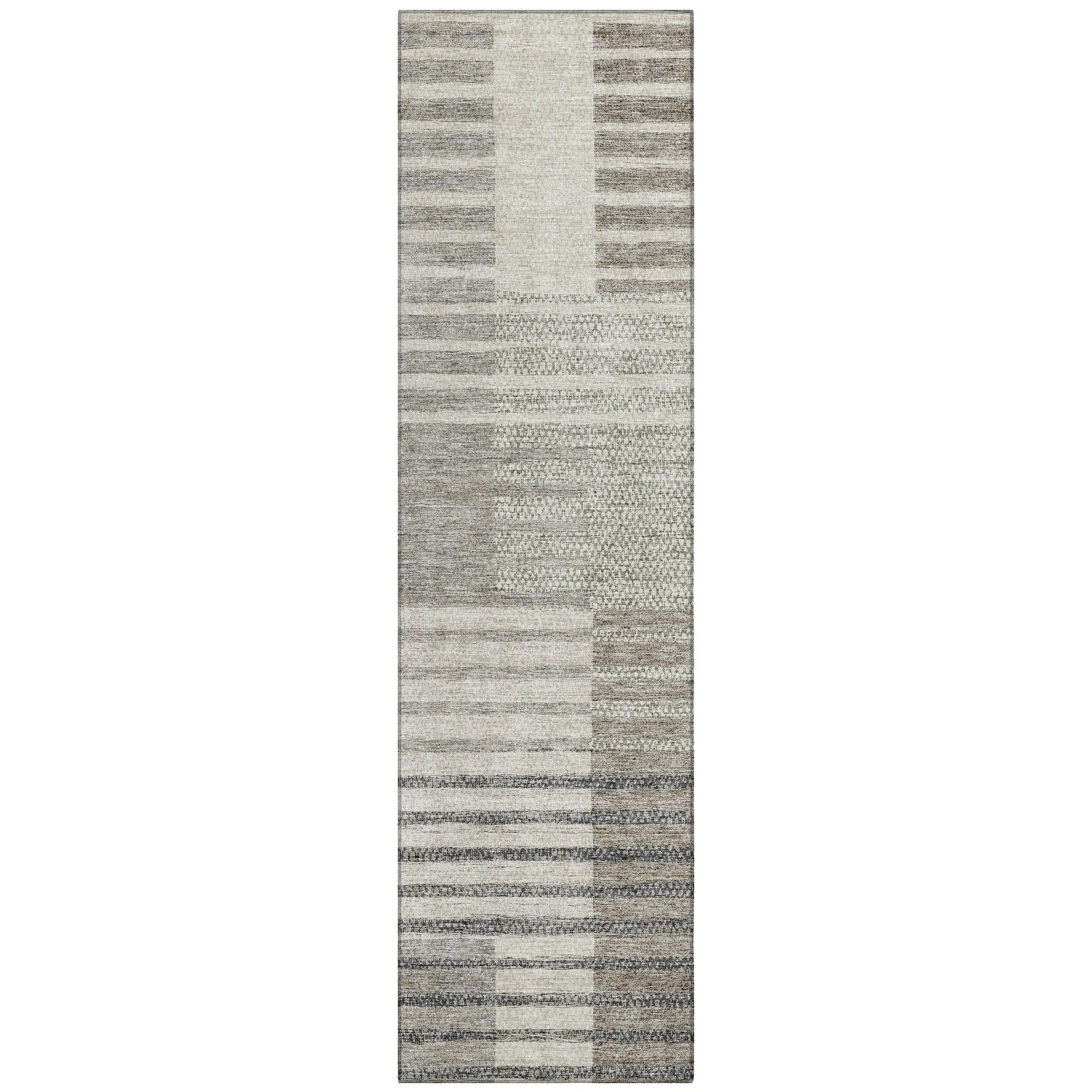 Machine Washable Indoor/ Outdoor Modern Stripes Chantille Rug