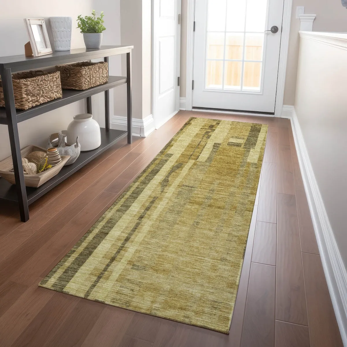 Machine Washable Indoor/ Outdoor Modern Stripes Chantille Rug