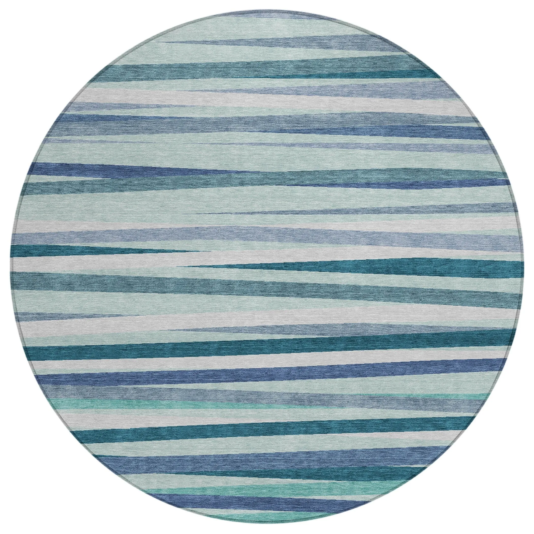 Machine Washable Indoor/ Outdoor Modern Stripes Chantille Rug
