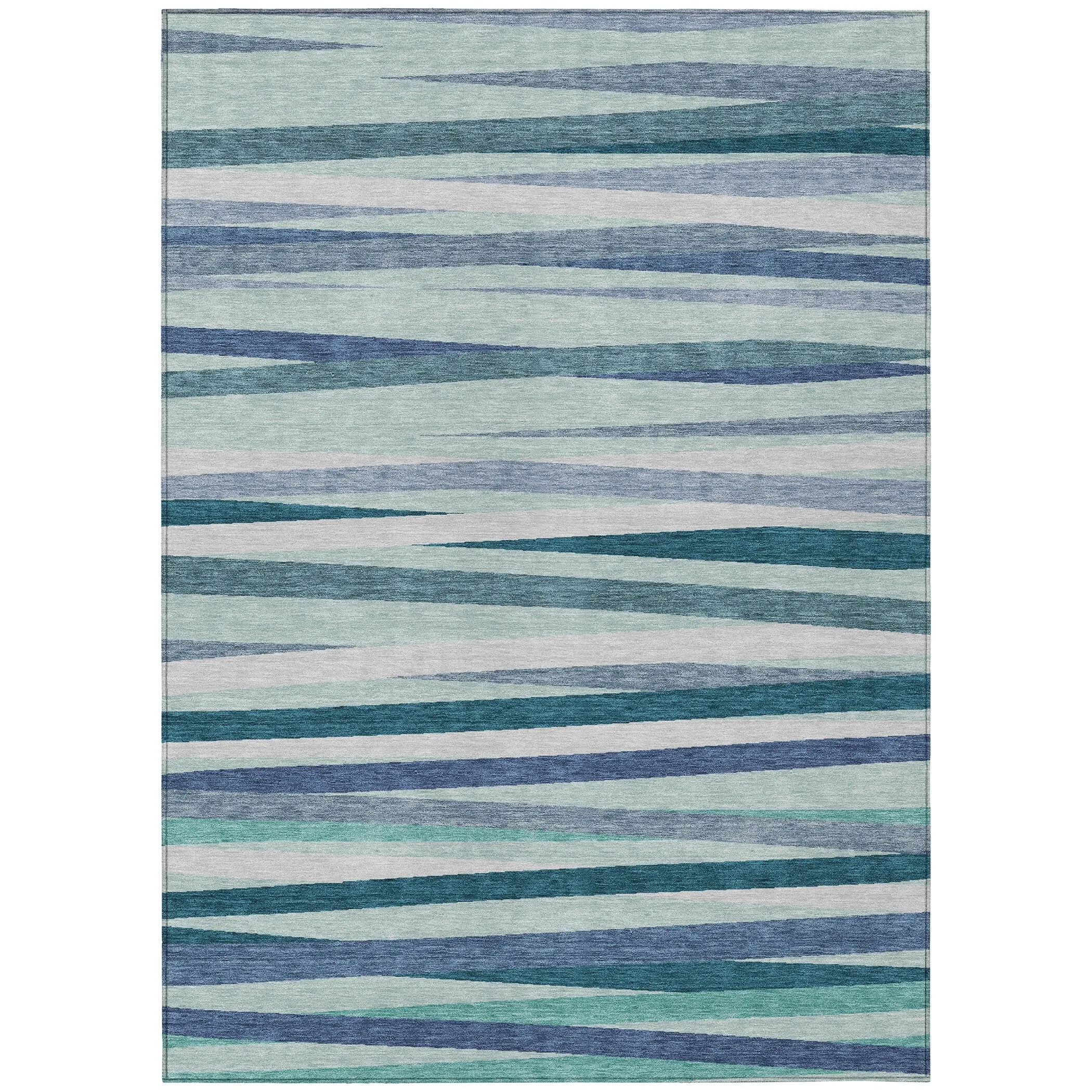 Machine Washable Indoor/ Outdoor Modern Stripes Chantille Rug
