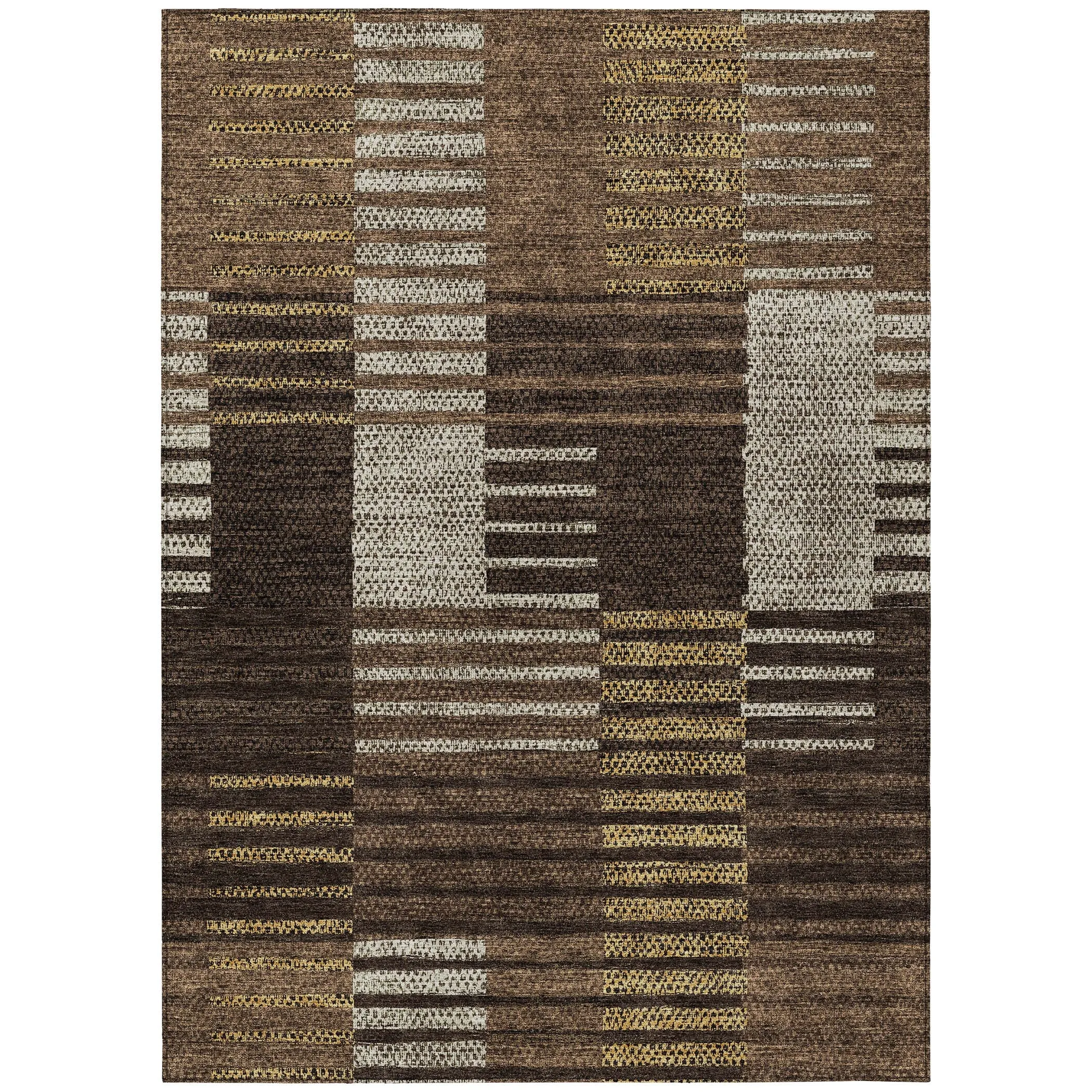 Machine Washable Indoor/ Outdoor Modern Stripes Chantille Rug