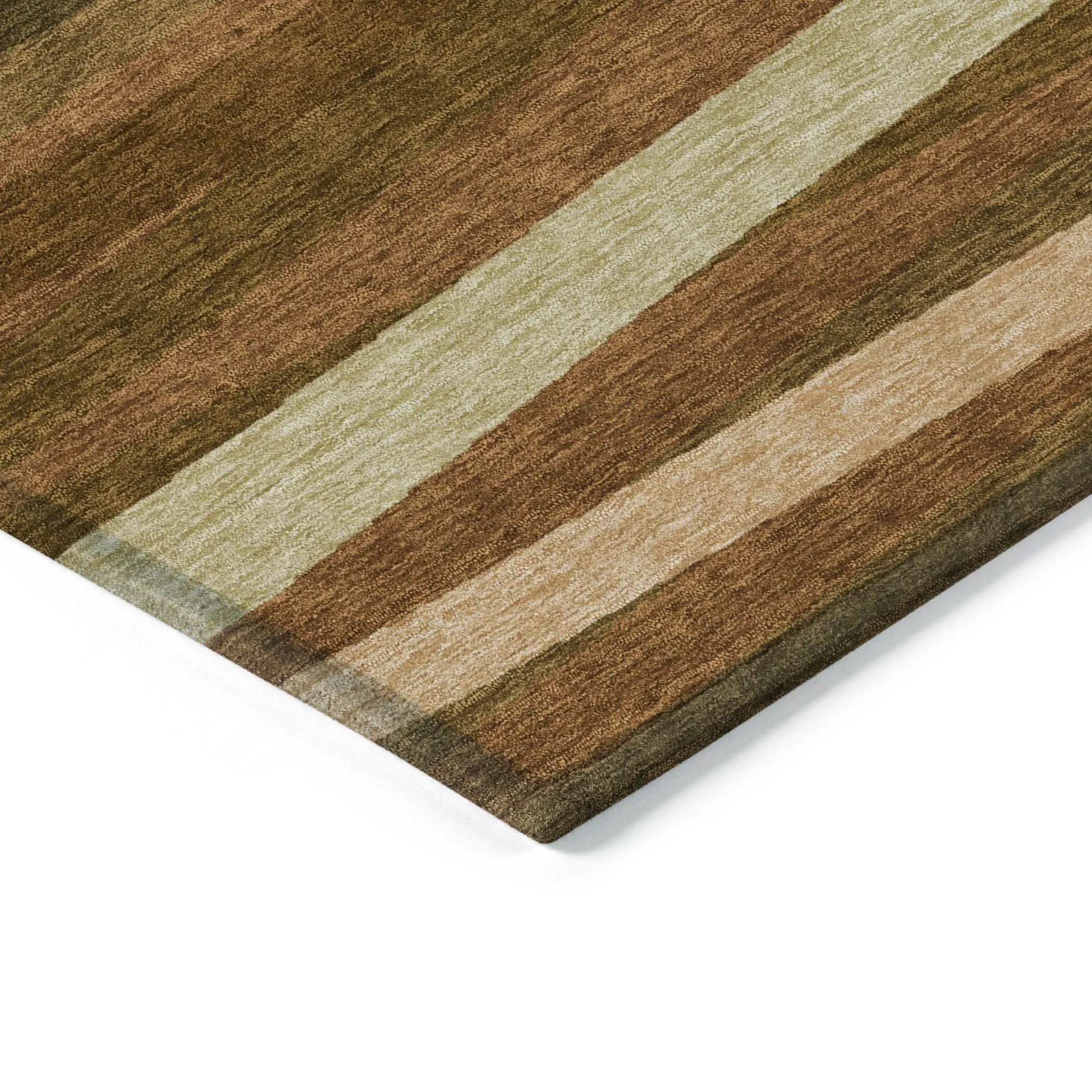 Machine Washable Indoor/ Outdoor Modern Stripes Chantille Rug