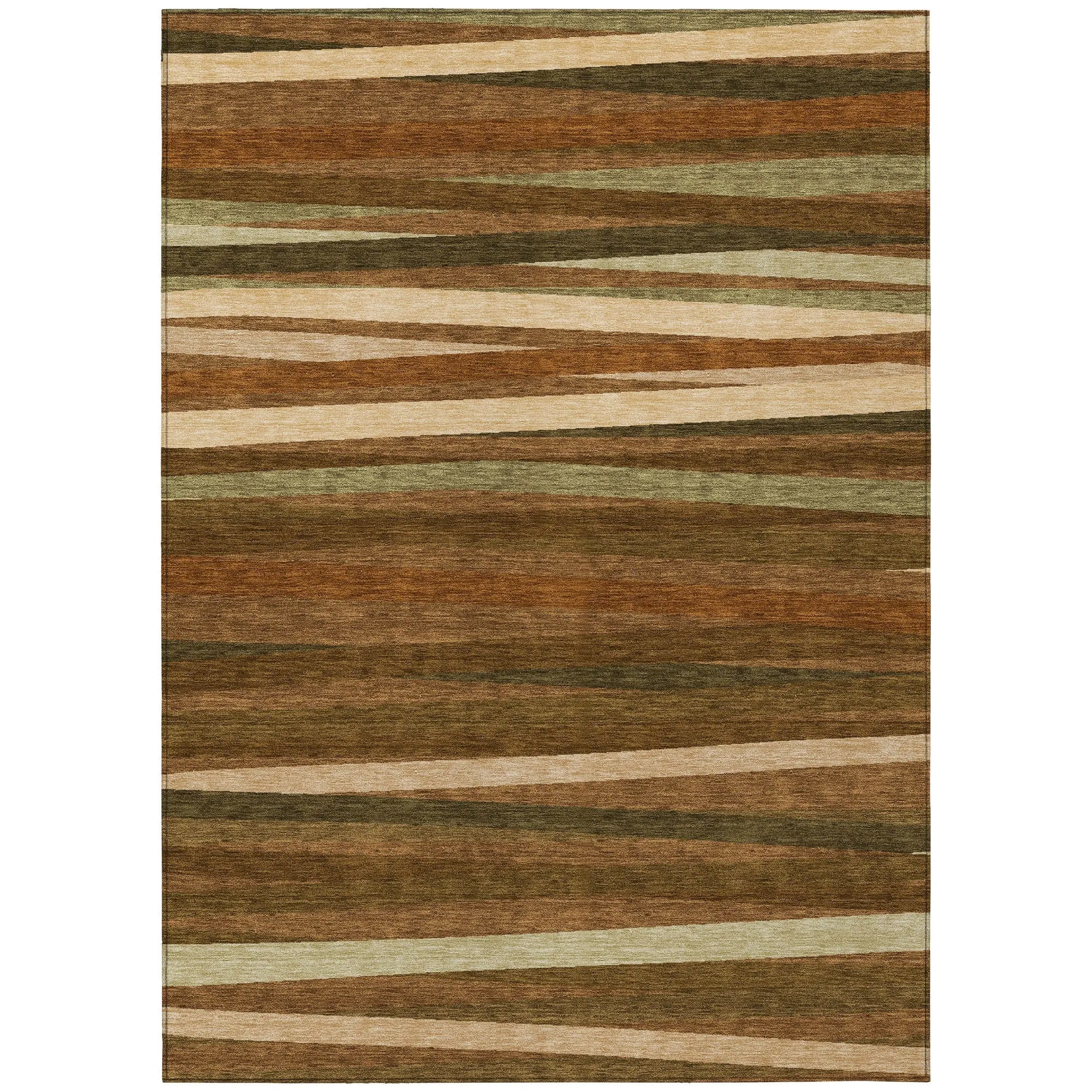 Machine Washable Indoor/ Outdoor Modern Stripes Chantille Rug