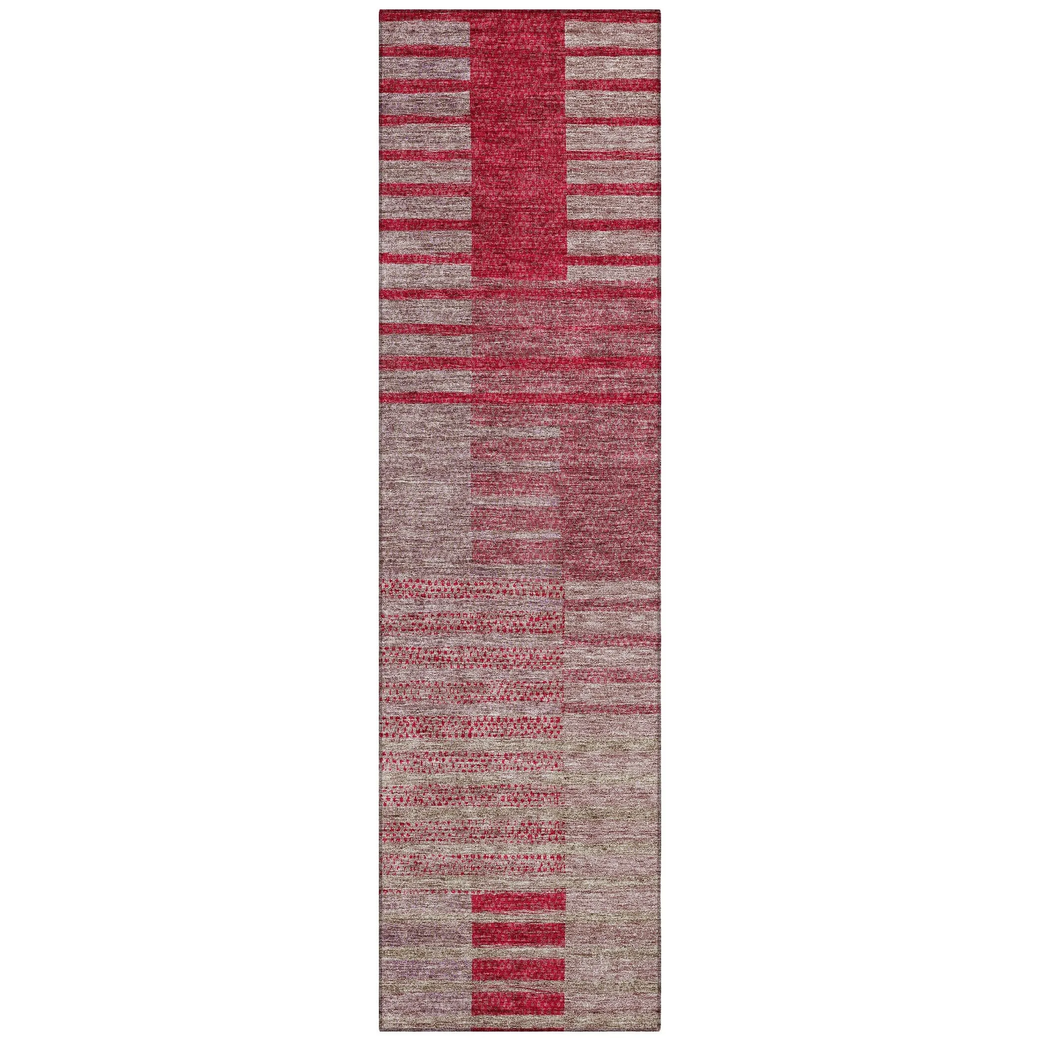 Machine Washable Indoor/ Outdoor Modern Stripes Chantille Rug
