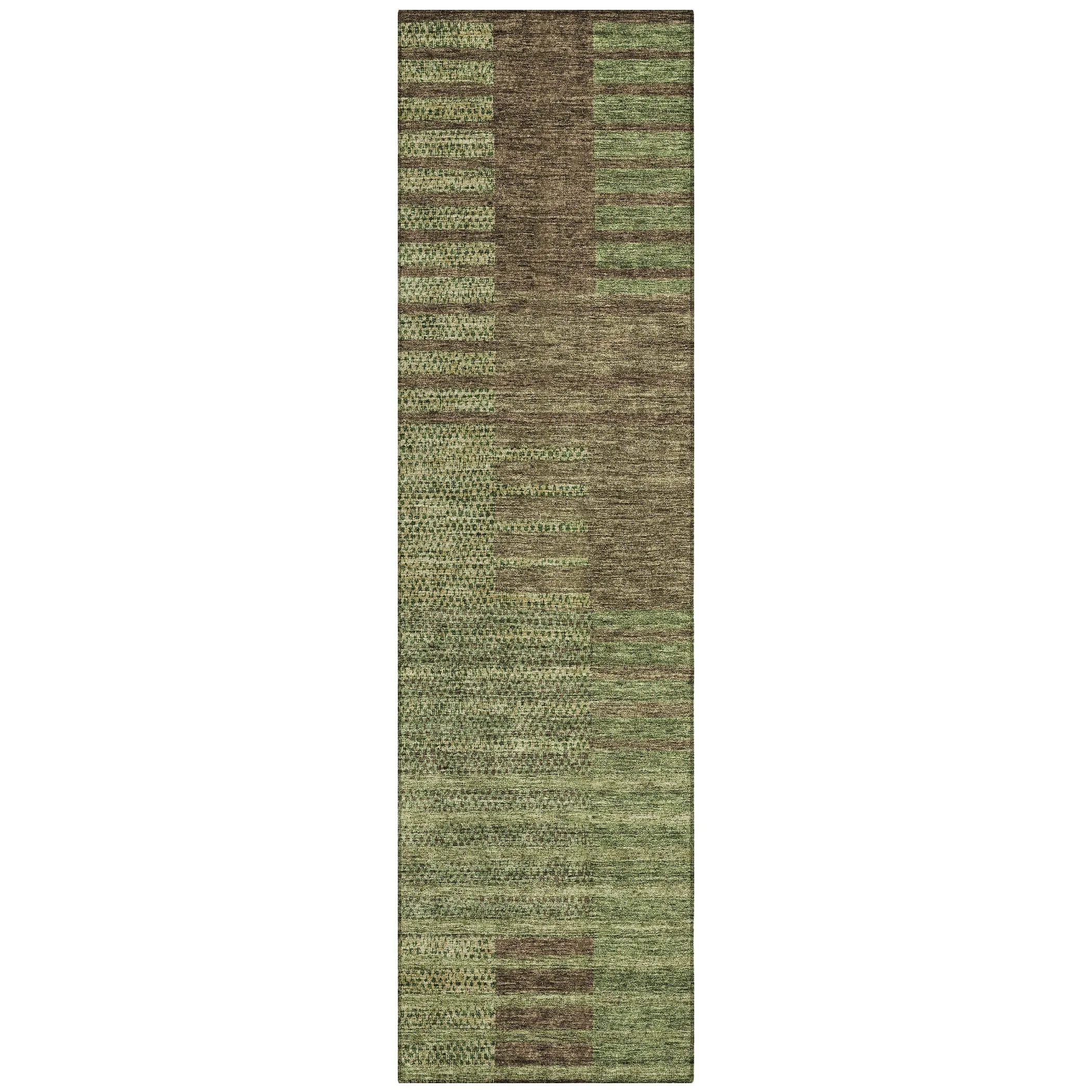 Machine Washable Indoor/ Outdoor Modern Stripes Chantille Rug