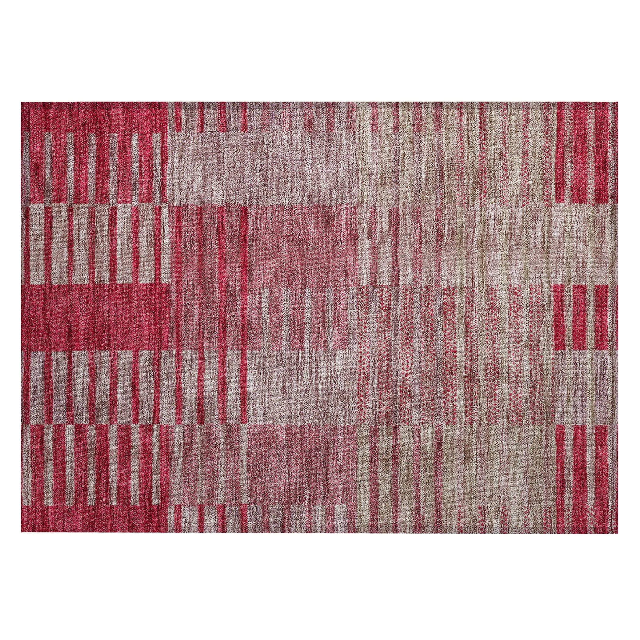 Machine Washable Indoor/ Outdoor Modern Stripes Chantille Rug