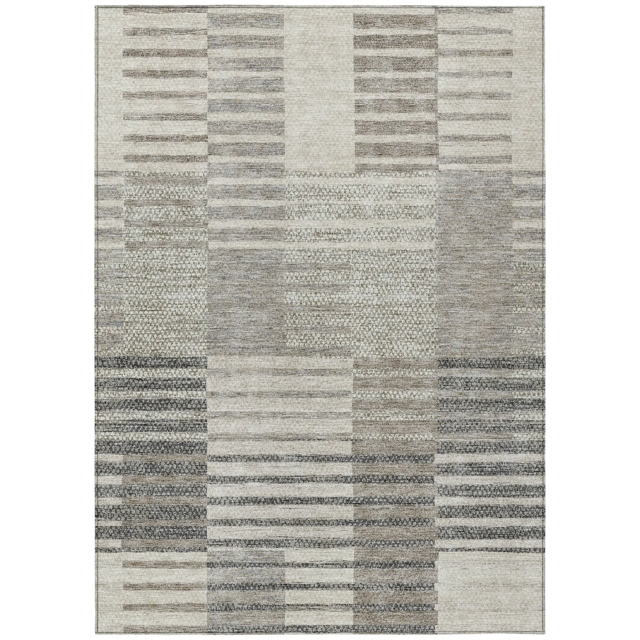 Machine Washable Indoor/ Outdoor Modern Stripes Chantille Rug