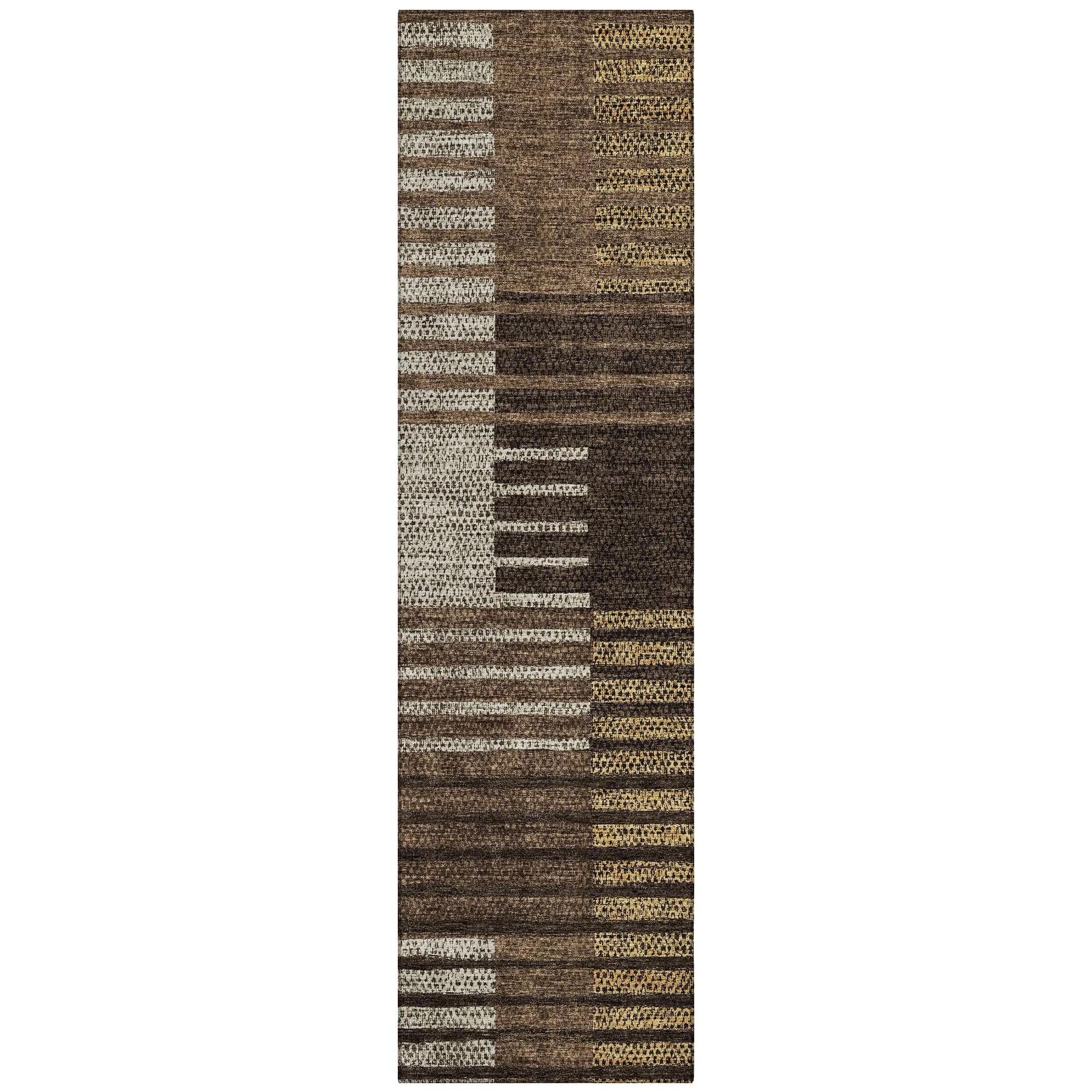 Machine Washable Indoor/ Outdoor Modern Stripes Chantille Rug
