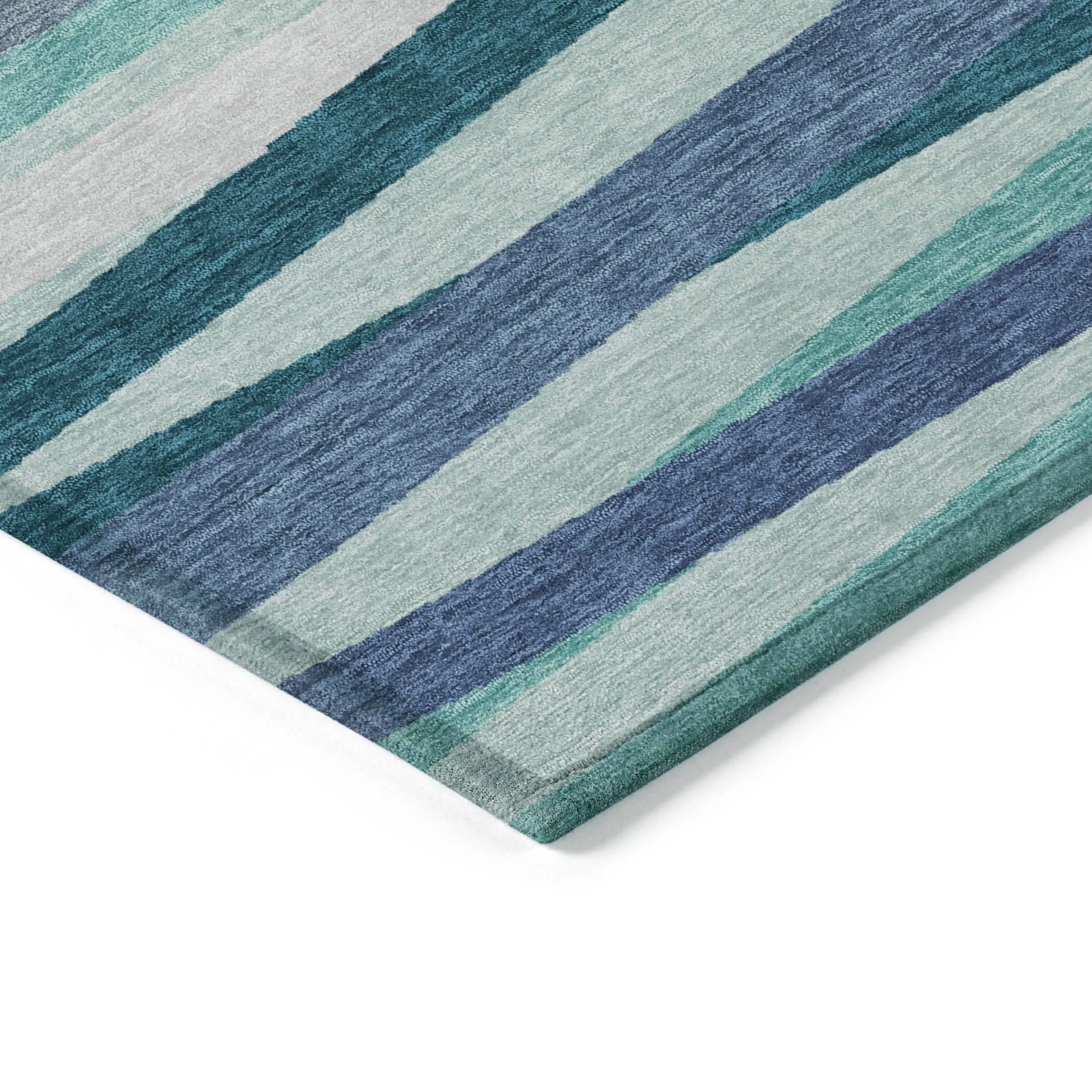 Machine Washable Indoor/ Outdoor Modern Stripes Chantille Rug