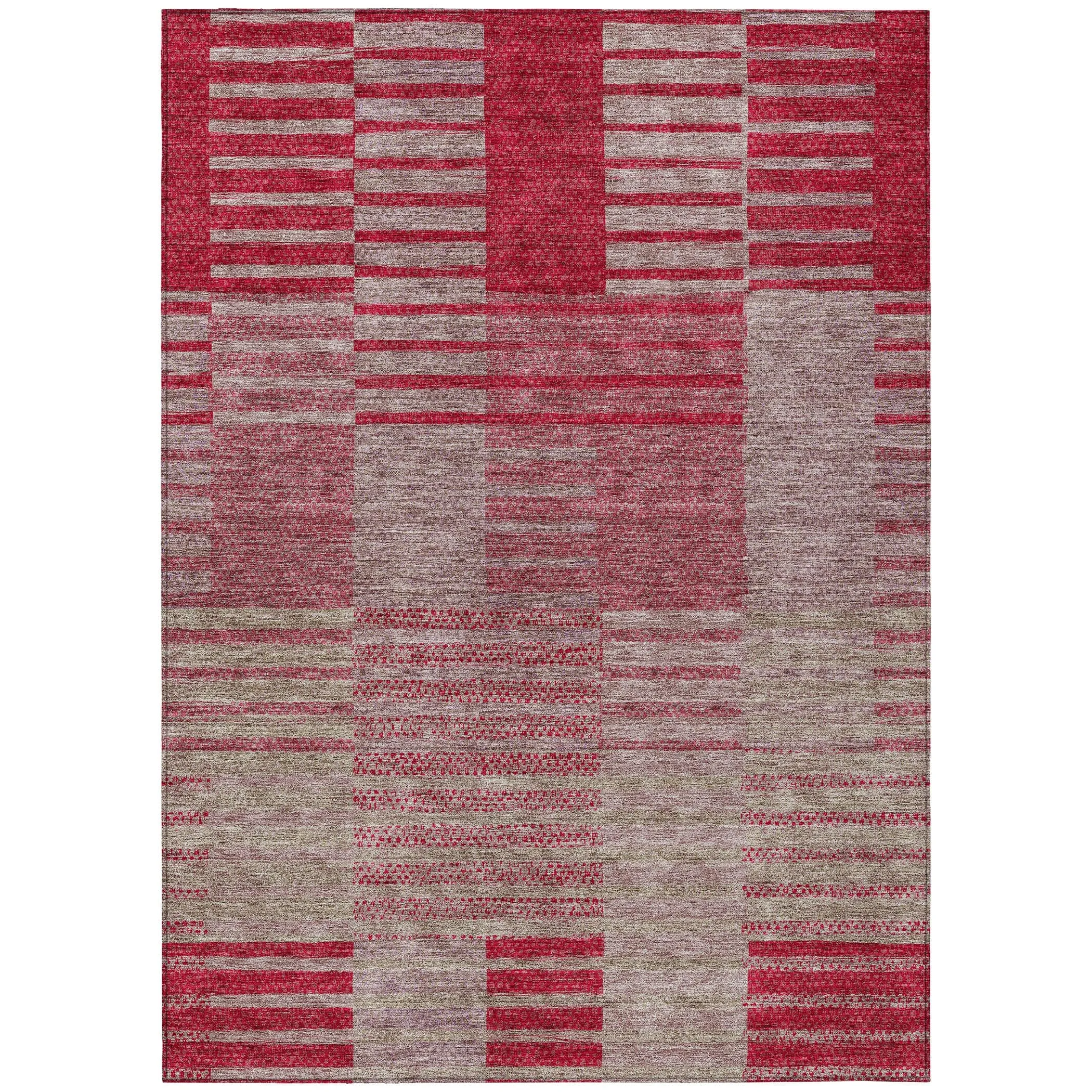 Machine Washable Indoor/ Outdoor Modern Stripes Chantille Rug