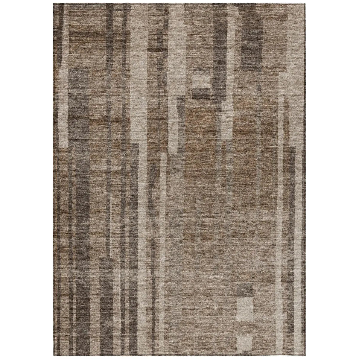 Machine Washable Indoor/ Outdoor Modern Stripes Chantille Rug