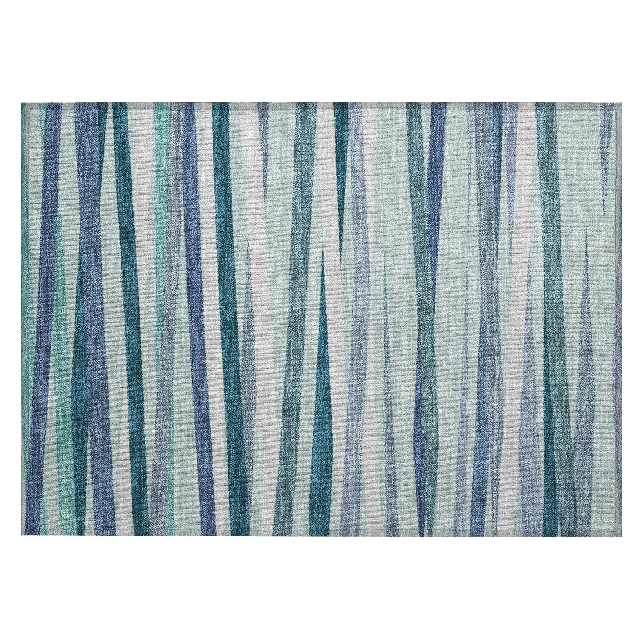 Machine Washable Indoor/ Outdoor Modern Stripes Chantille Rug