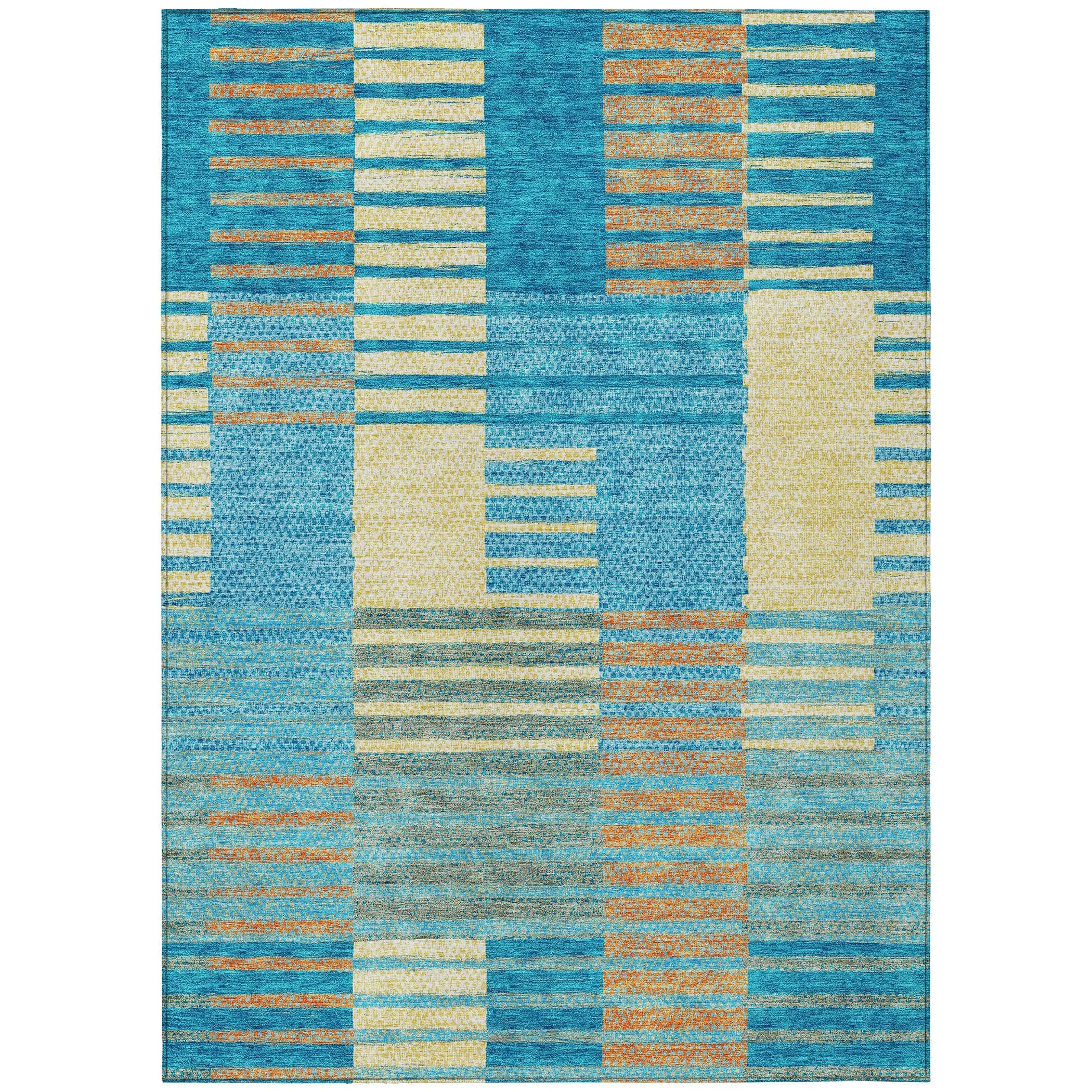 Machine Washable Indoor/ Outdoor Modern Stripes Chantille Rug