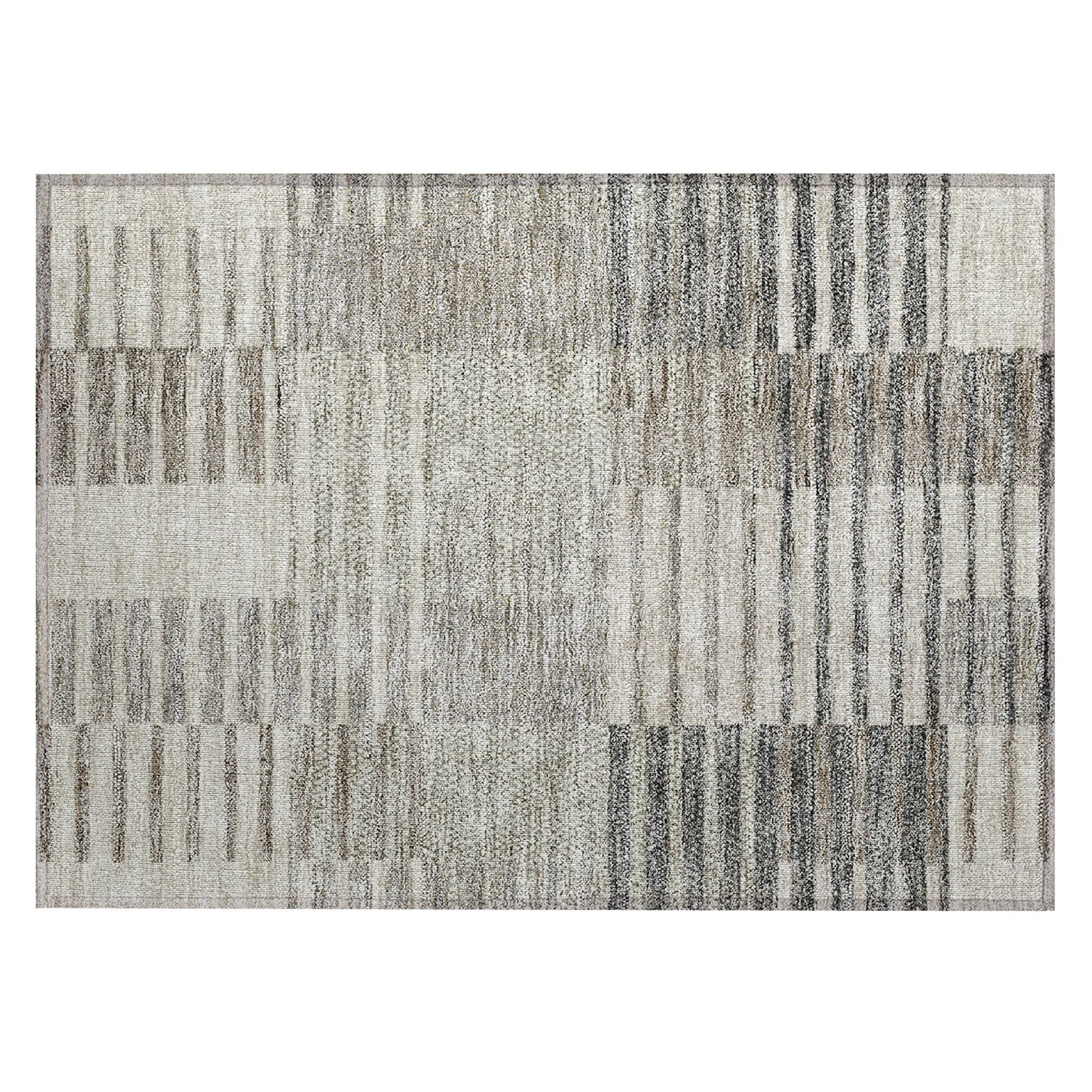 Machine Washable Indoor/ Outdoor Modern Stripes Chantille Rug