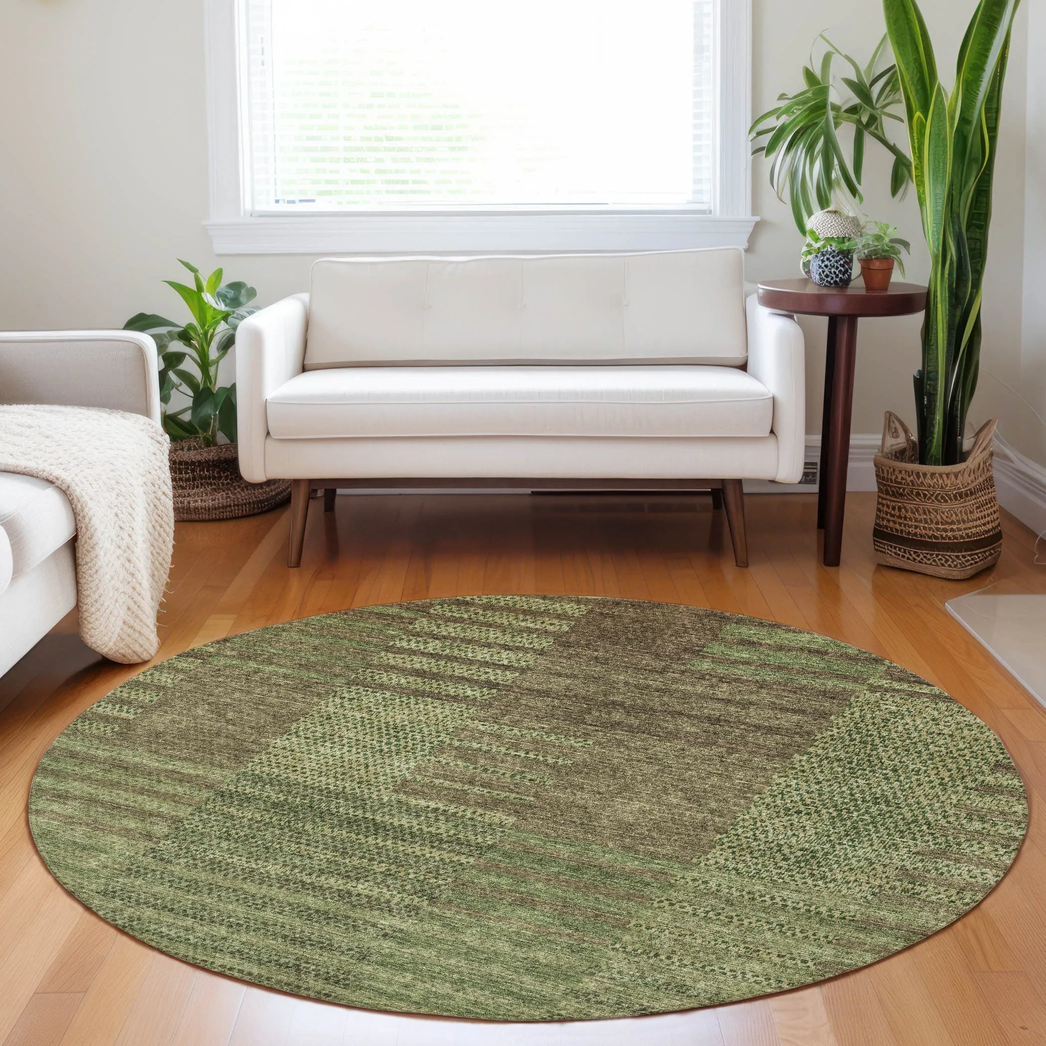 Machine Washable Indoor/ Outdoor Modern Stripes Chantille Rug