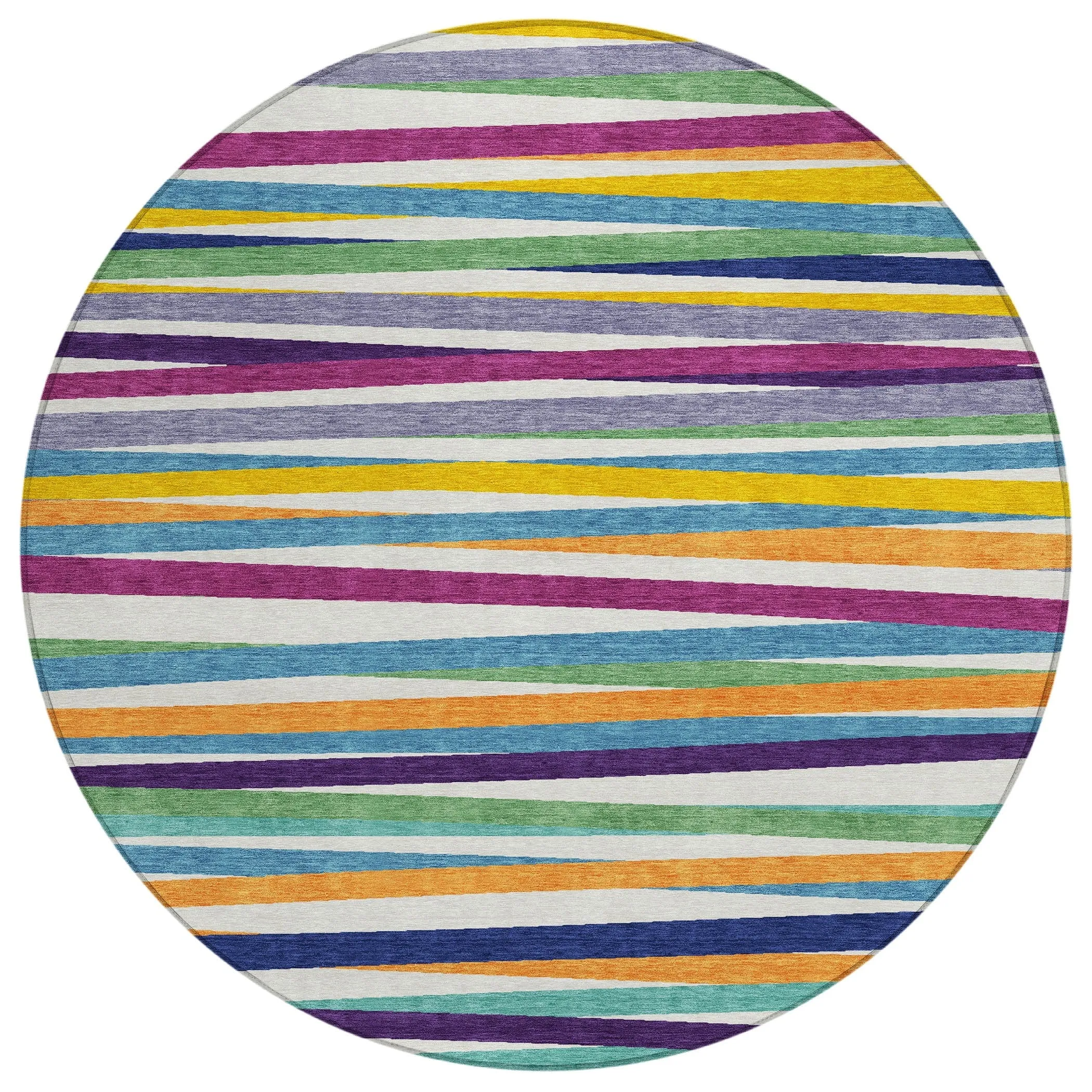 Machine Washable Indoor/ Outdoor Modern Stripes Chantille Rug