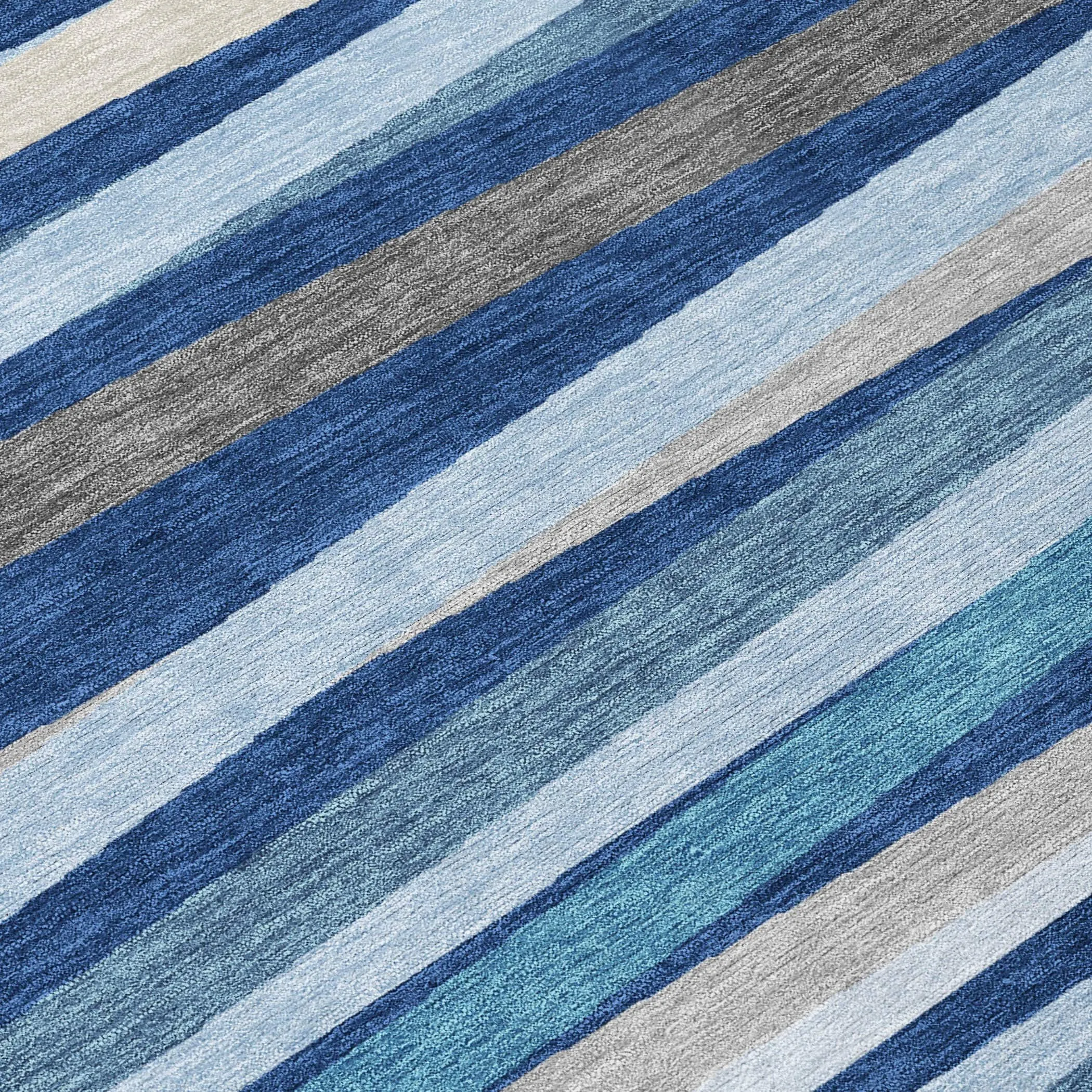 Machine Washable Indoor/ Outdoor Modern Stripes Chantille Rug