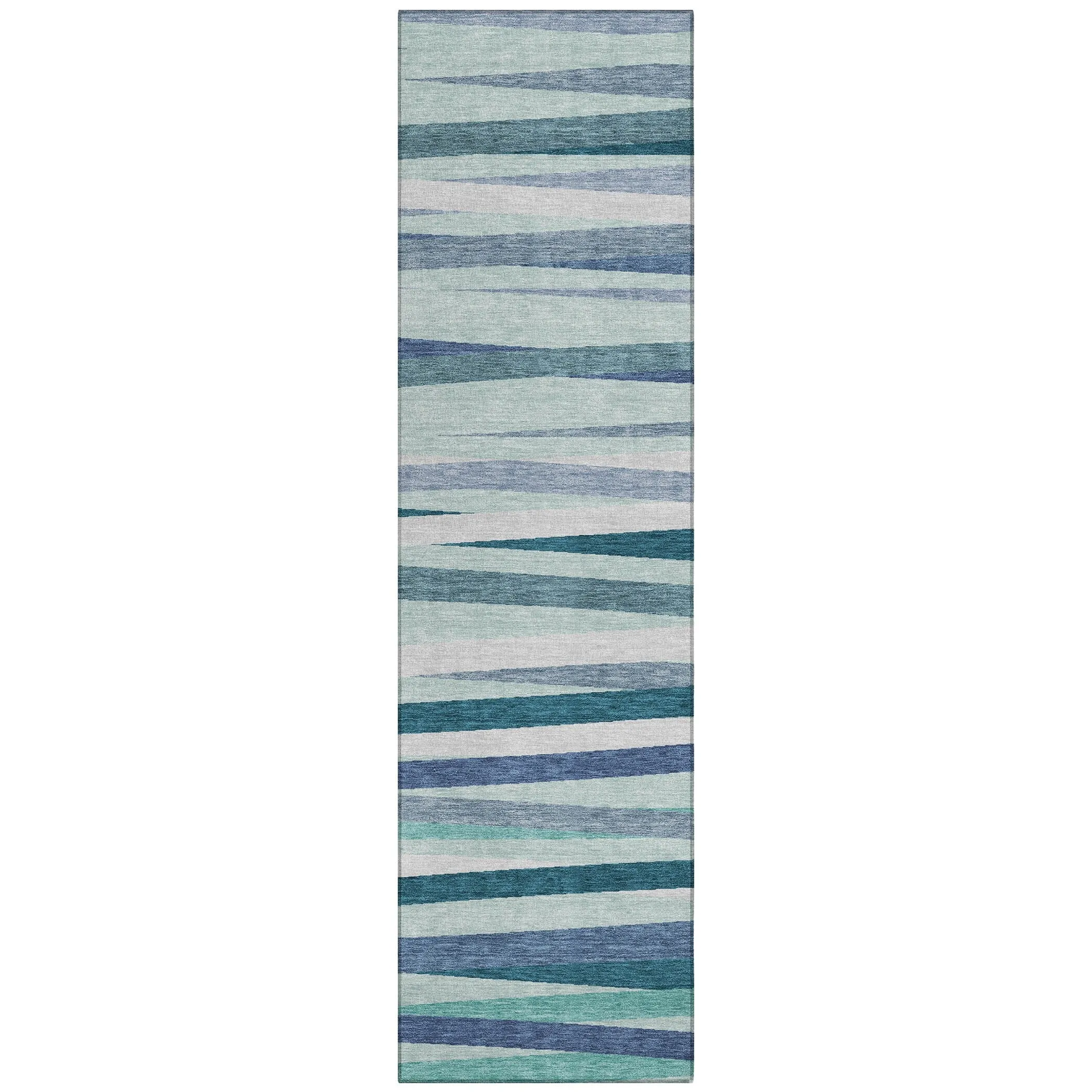 Machine Washable Indoor/ Outdoor Modern Stripes Chantille Rug