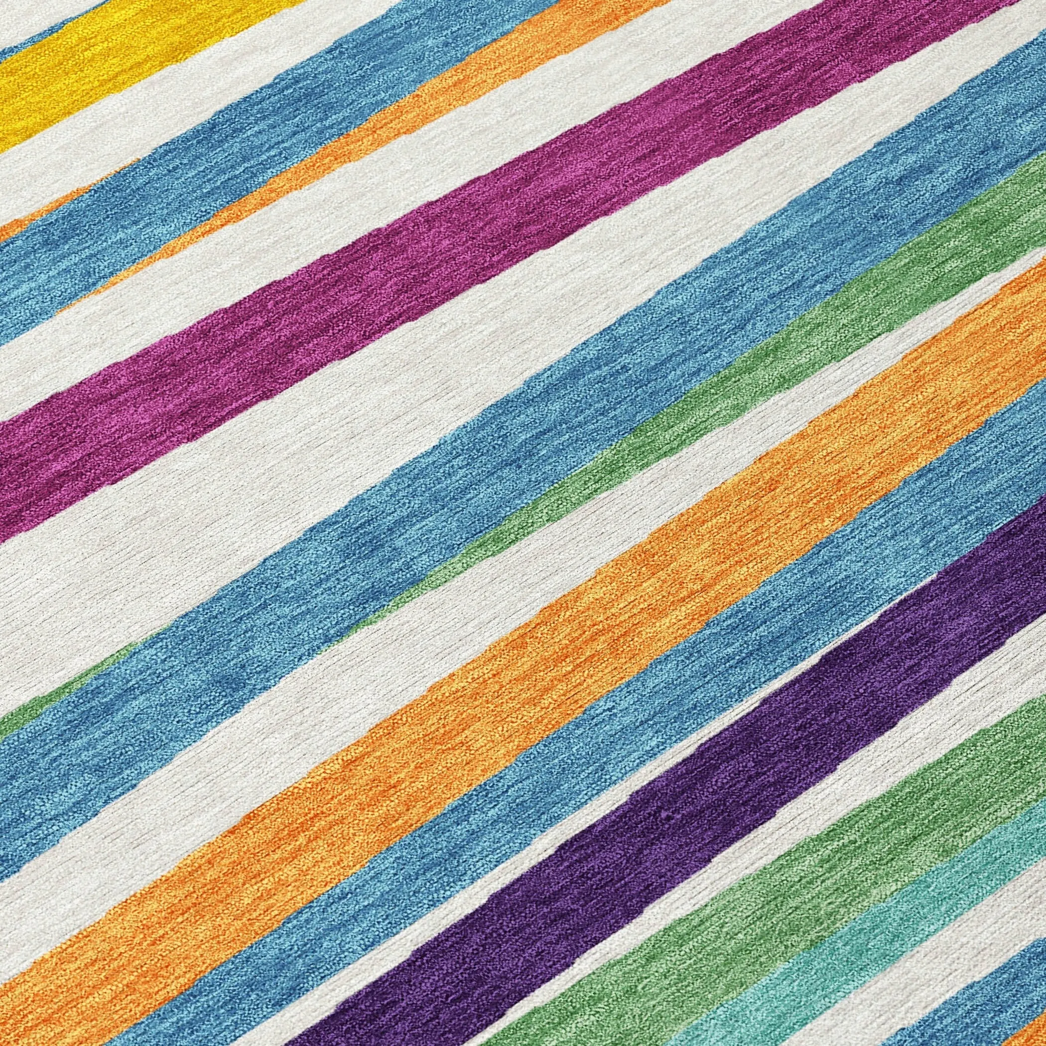 Machine Washable Indoor/ Outdoor Modern Stripes Chantille Rug