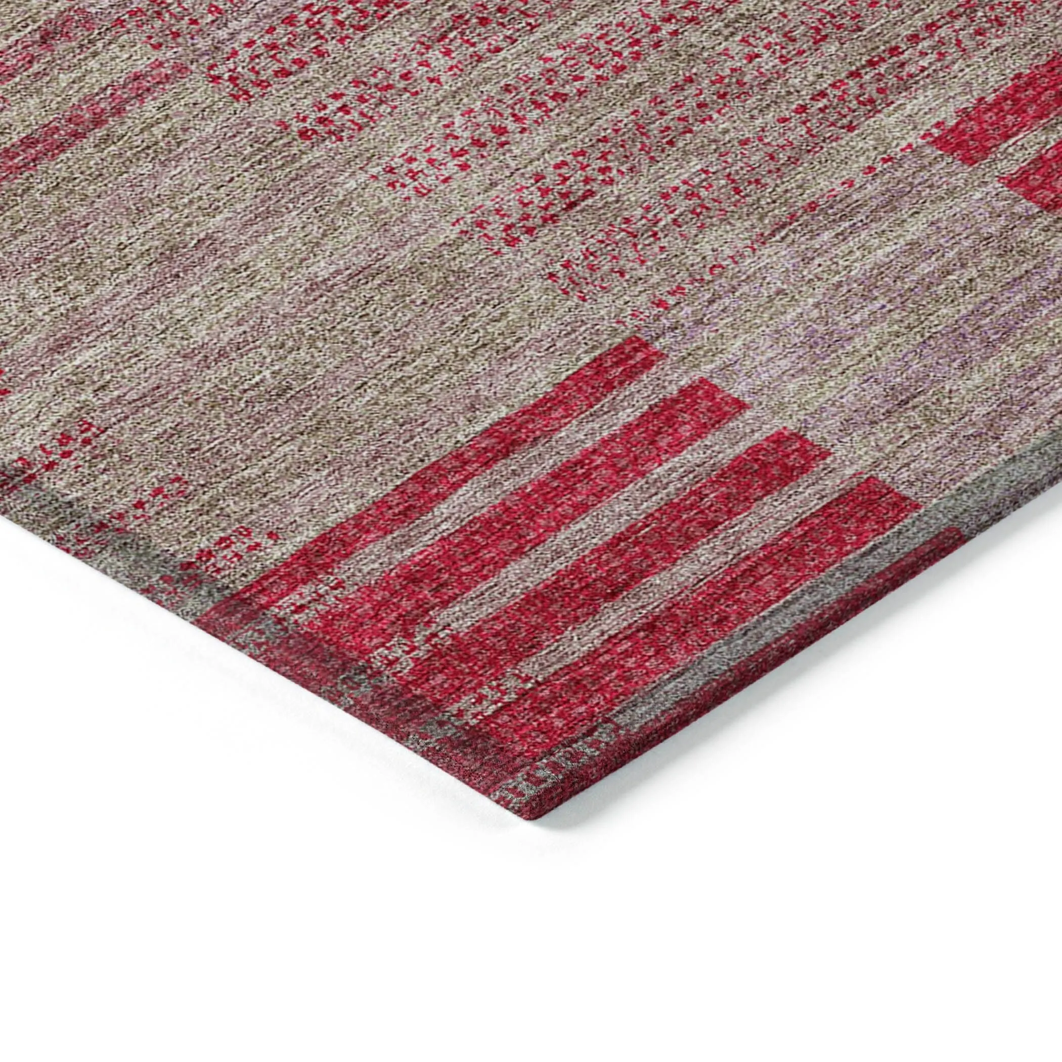 Machine Washable Indoor/ Outdoor Modern Stripes Chantille Rug