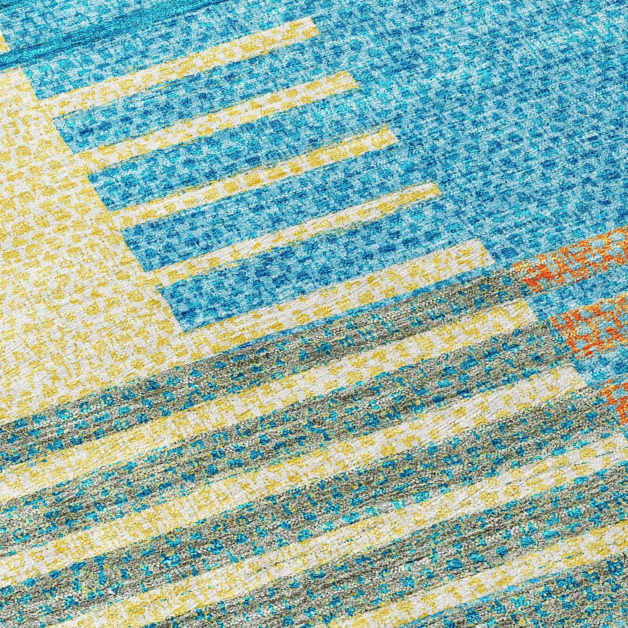 Machine Washable Indoor/ Outdoor Modern Stripes Chantille Rug