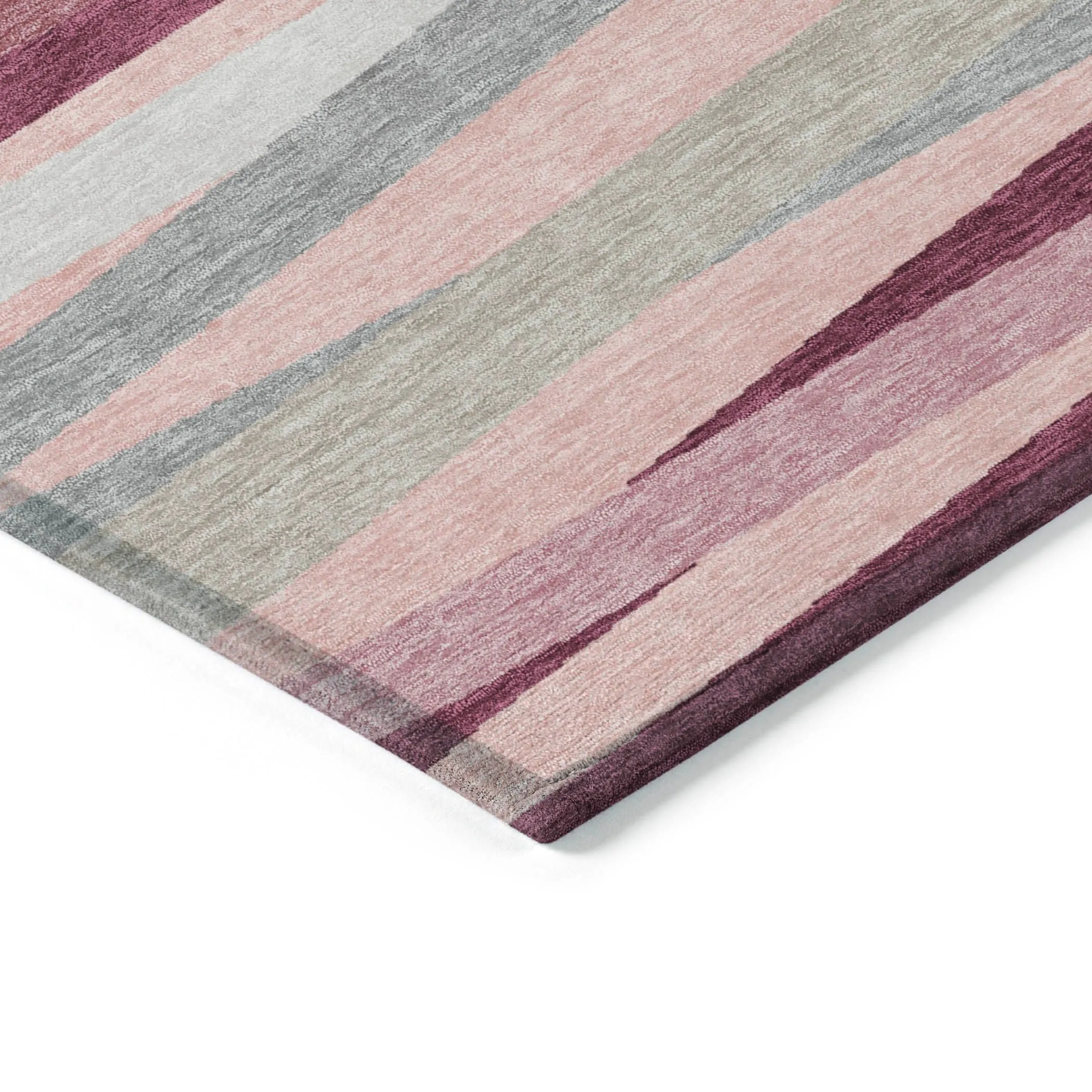 Machine Washable Indoor/ Outdoor Modern Stripes Chantille Rug
