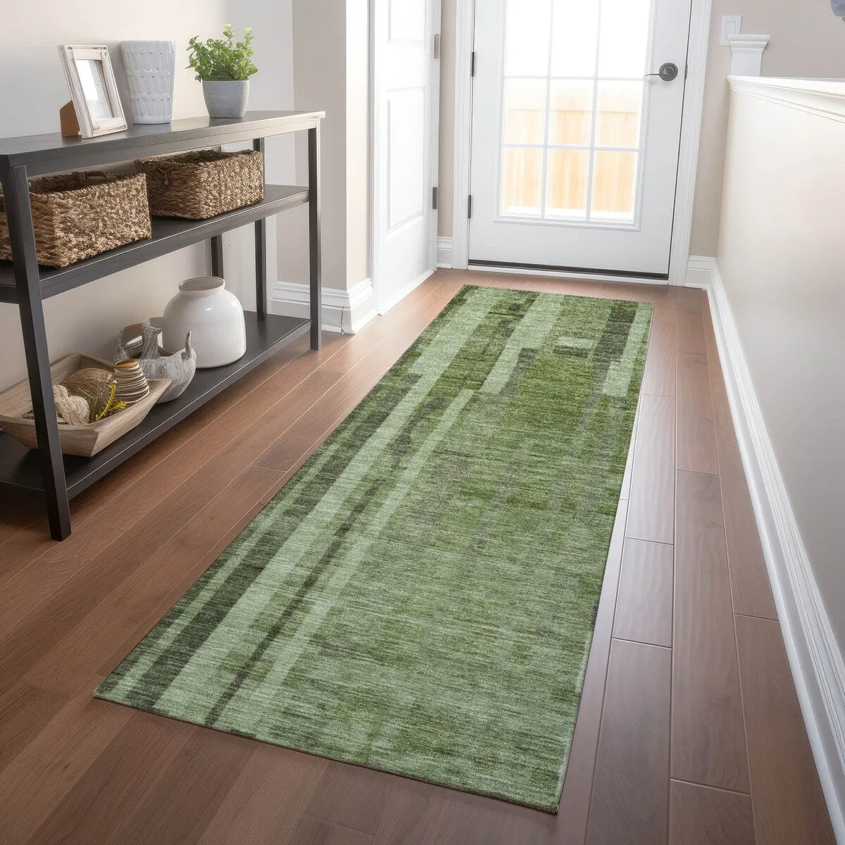 Machine Washable Indoor/ Outdoor Modern Stripes Chantille Rug