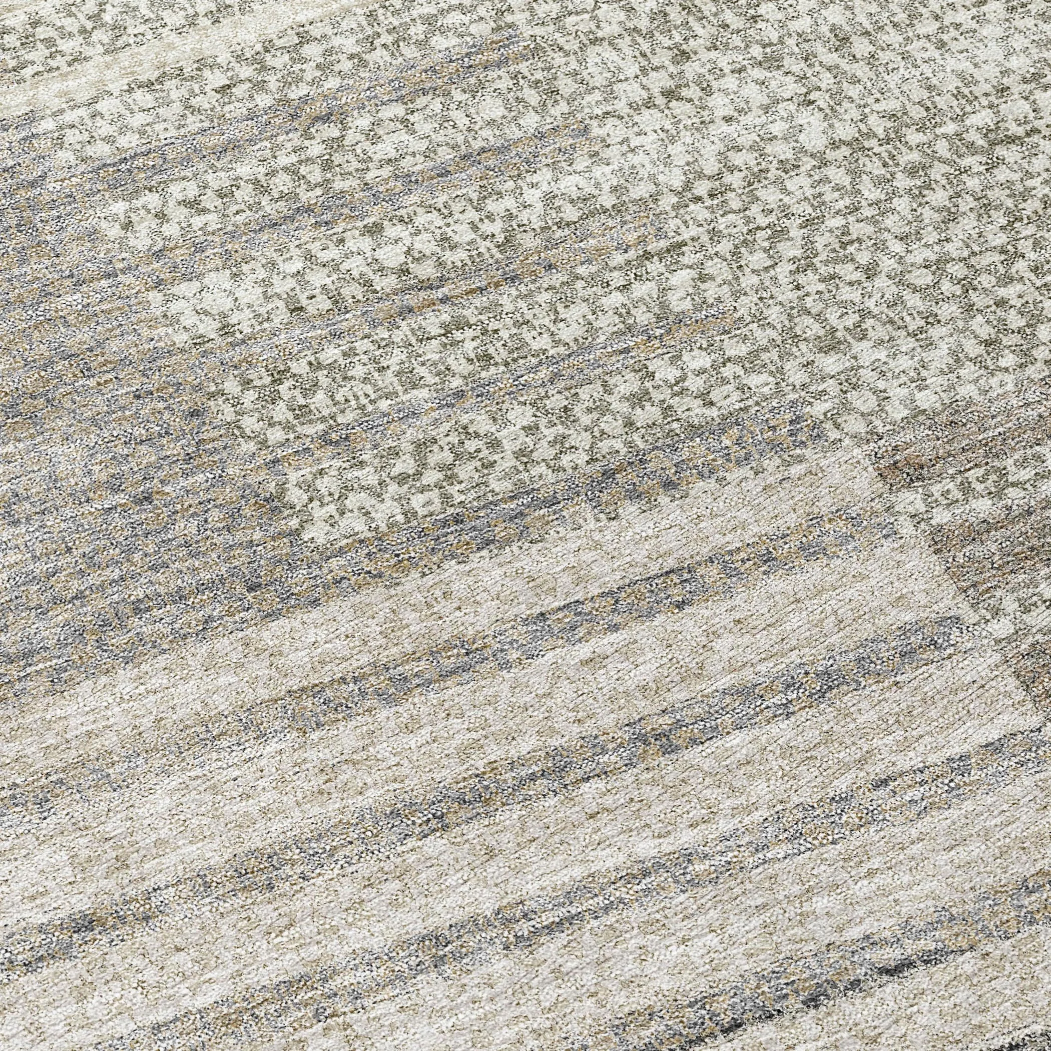Machine Washable Indoor/ Outdoor Modern Stripes Chantille Rug