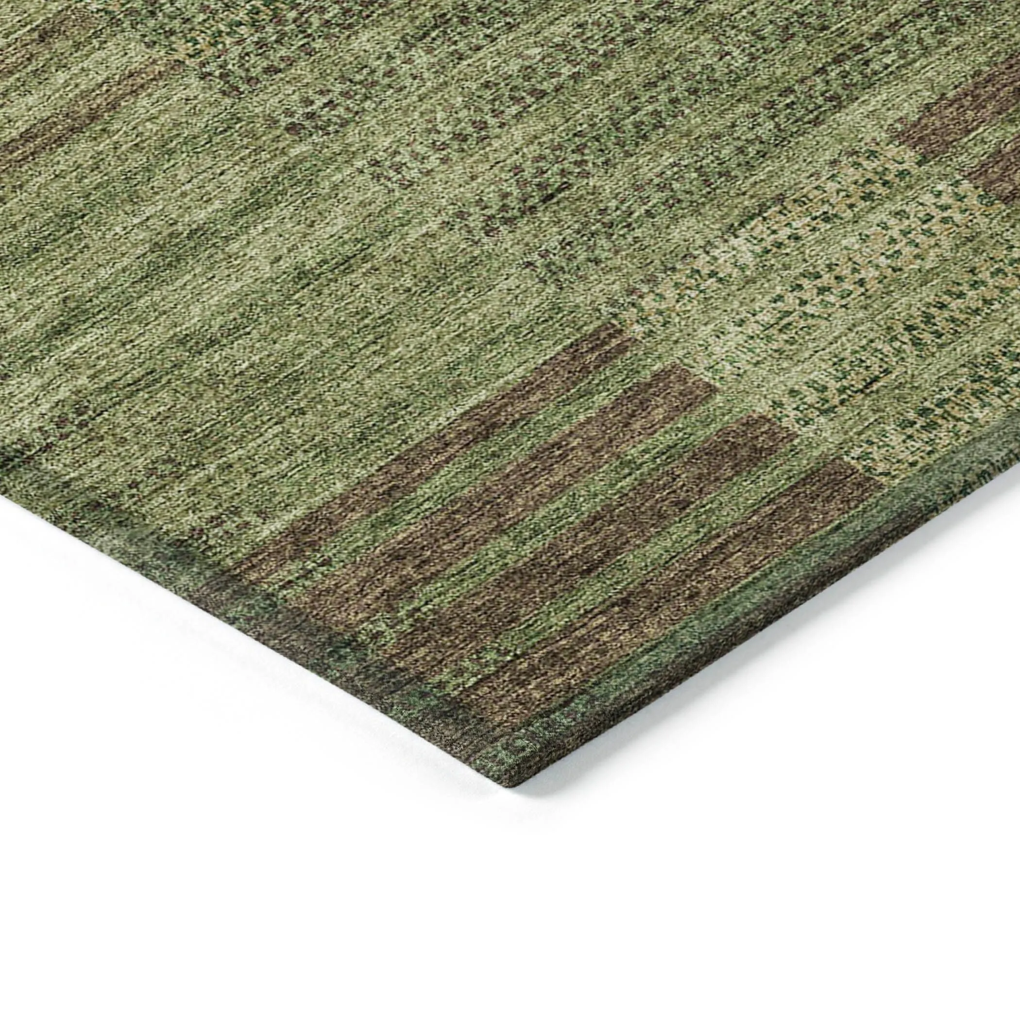 Machine Washable Indoor/ Outdoor Modern Stripes Chantille Rug