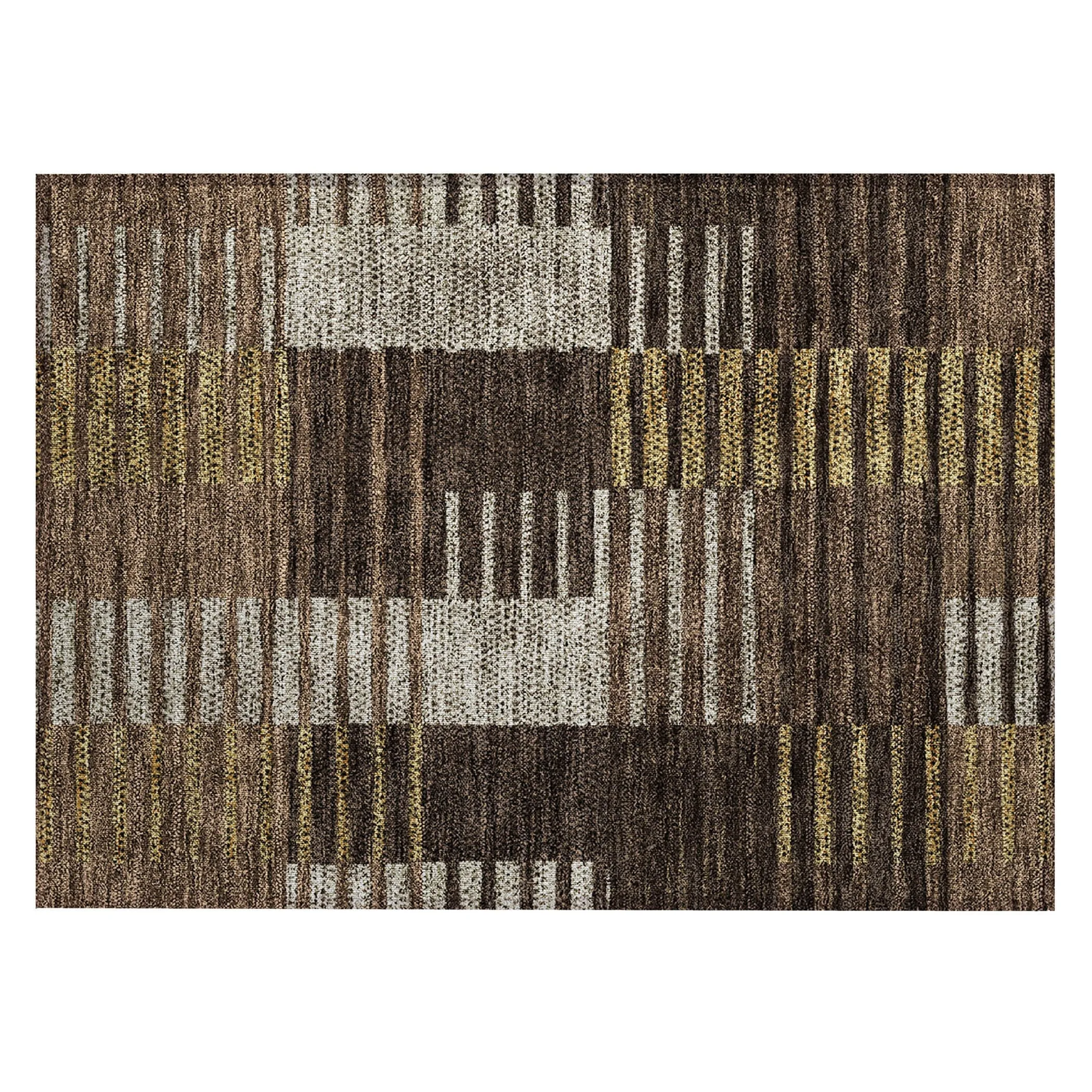 Machine Washable Indoor/ Outdoor Modern Stripes Chantille Rug