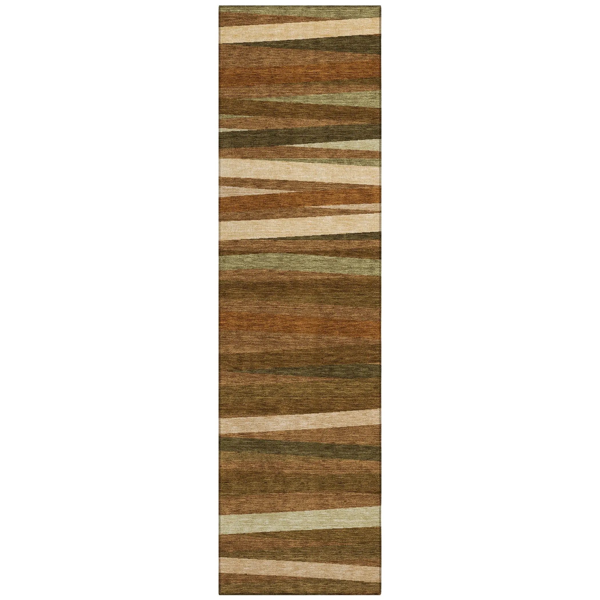 Machine Washable Indoor/ Outdoor Modern Stripes Chantille Rug