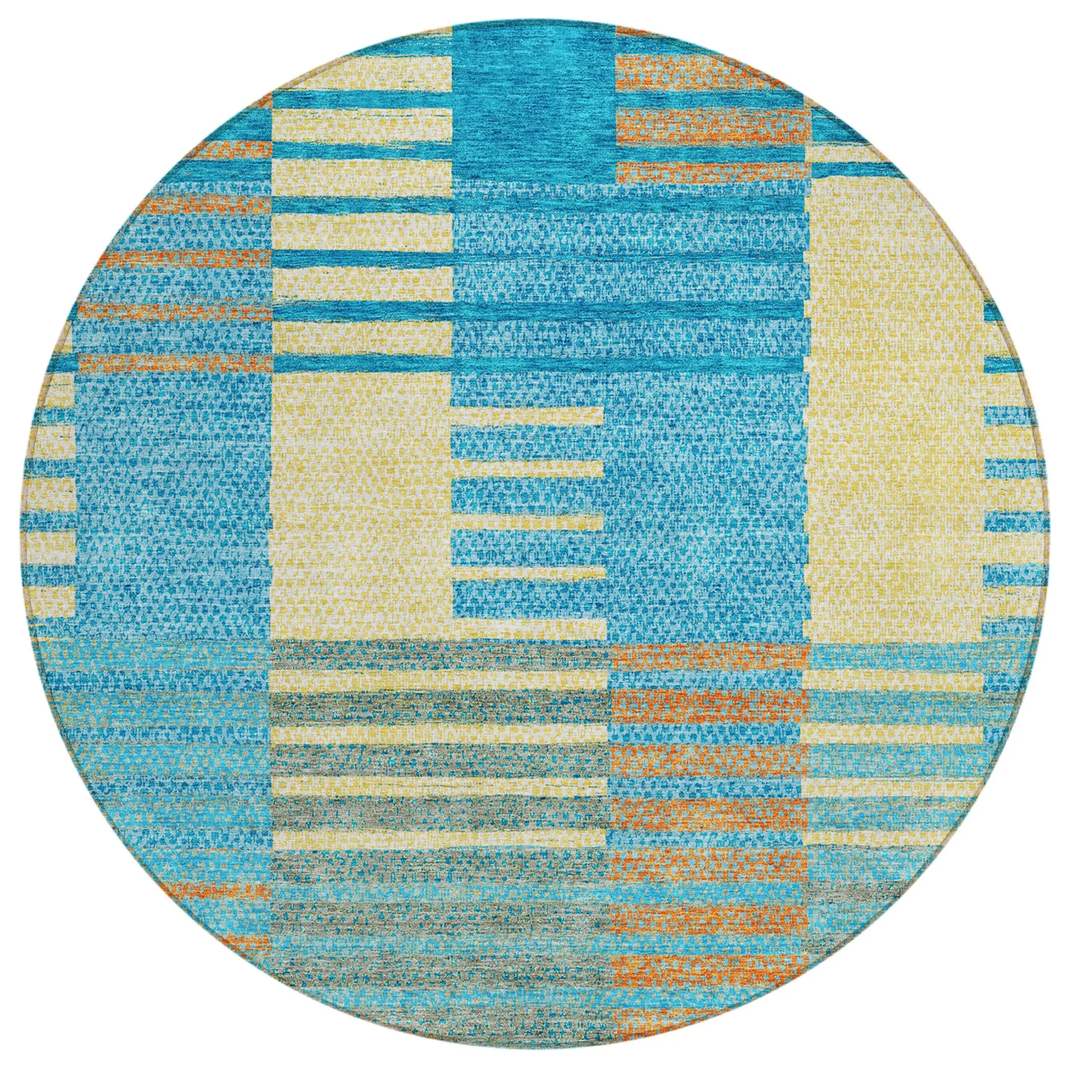 Machine Washable Indoor/ Outdoor Modern Stripes Chantille Rug