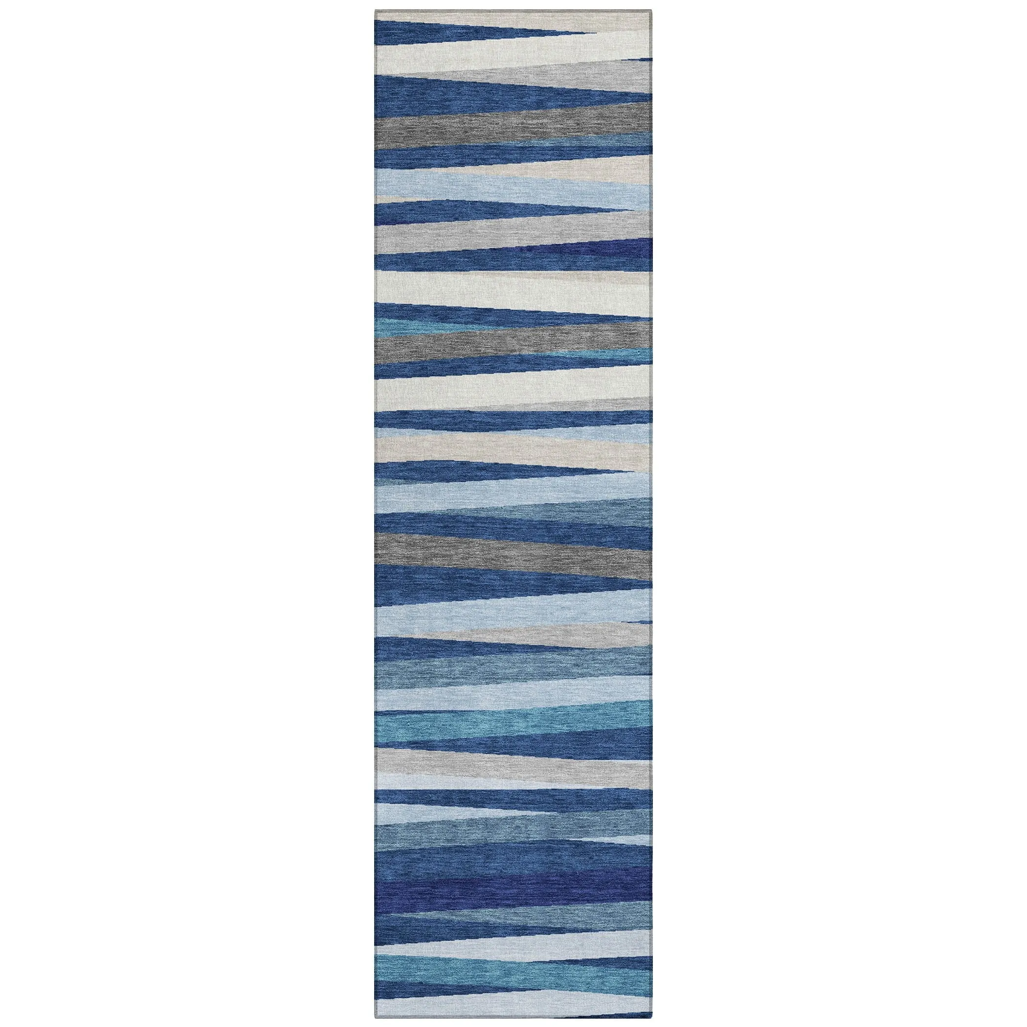 Machine Washable Indoor/ Outdoor Modern Stripes Chantille Rug