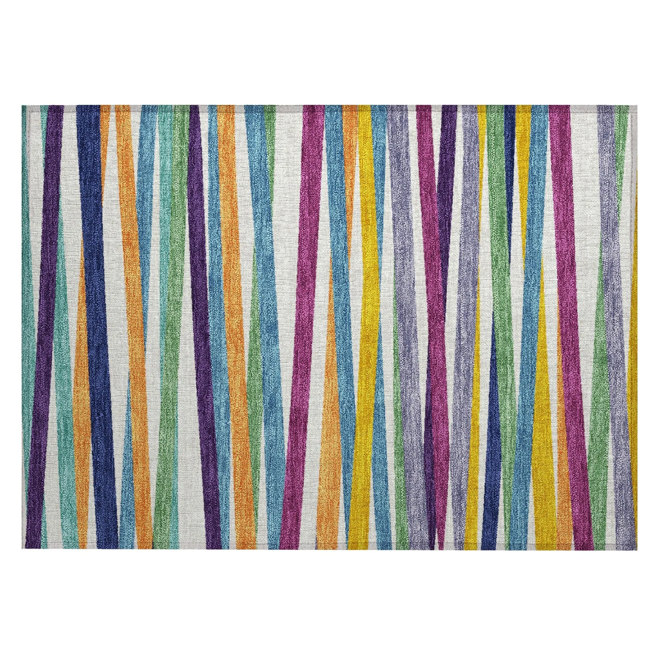 Machine Washable Indoor/ Outdoor Modern Stripes Chantille Rug